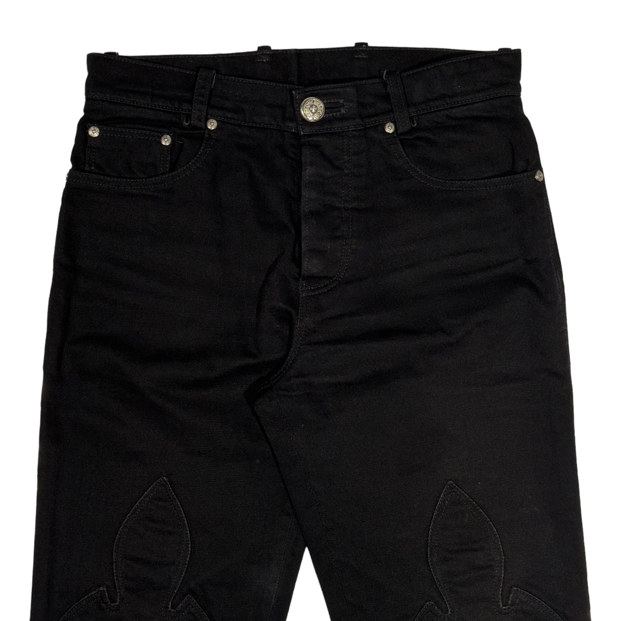 Chrome Hearts Fleur Knee Denim Jeans Black Size 29" - 3 Thumbnail