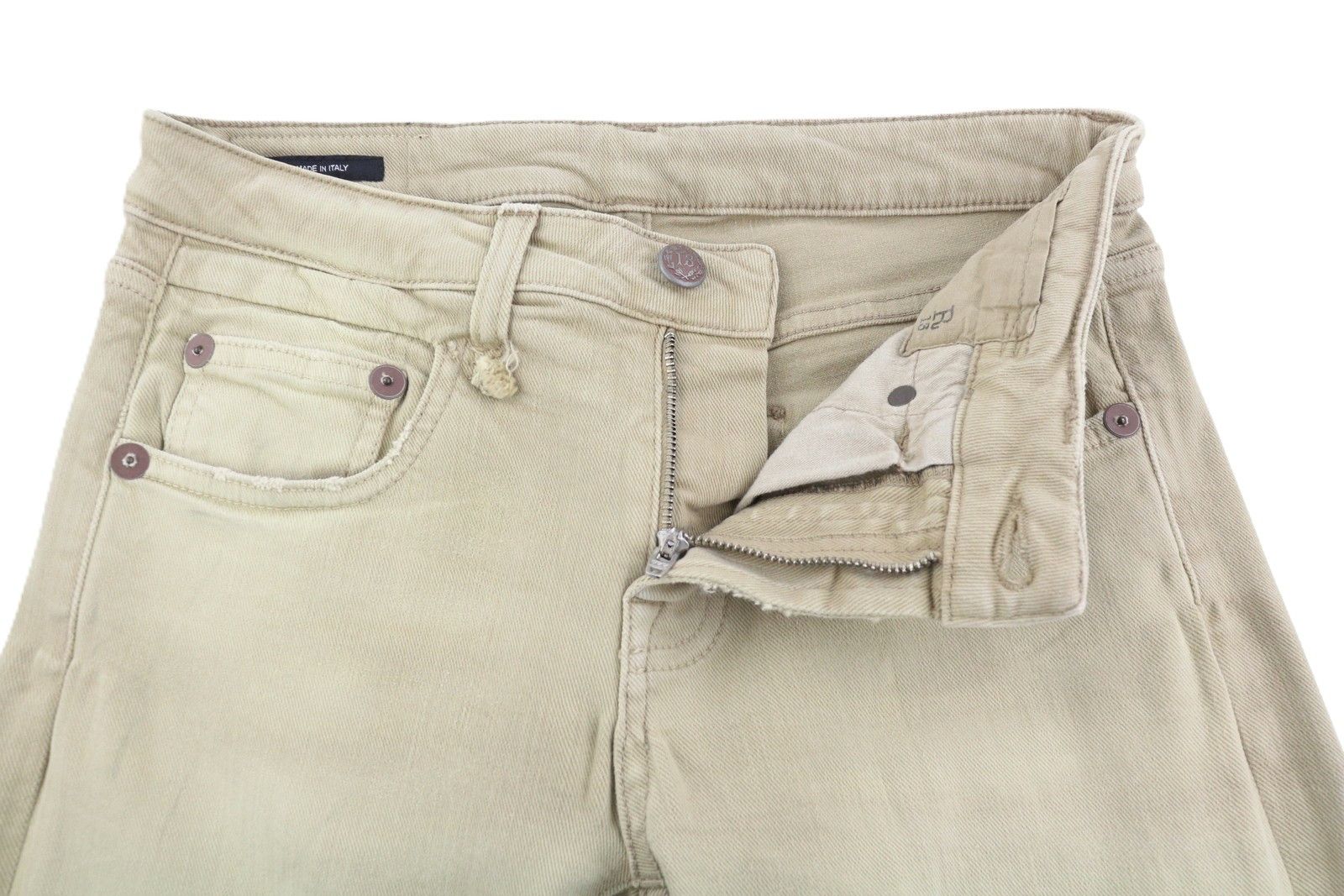 R13 W28 Beige Stretch Cropped Ankle Zipper Jeans 88829 Size 28" / US 6 / IT 42 - 5 Thumbnail