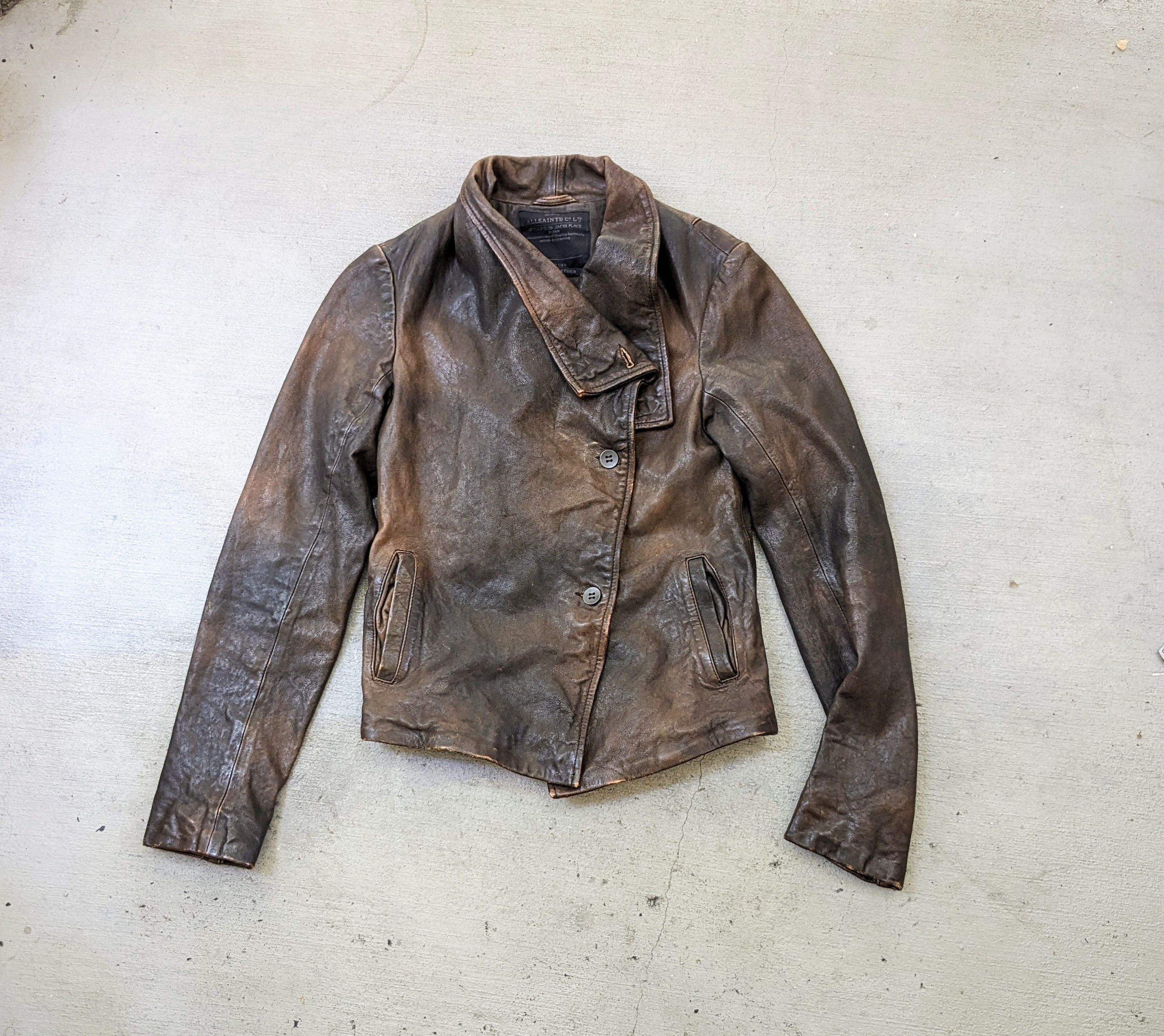 Allsaints Allsaints Leather Jacket Brown Women 6 Asymmetrical Size M / US 6-8 / IT 42-44 - 1 Thumbnail