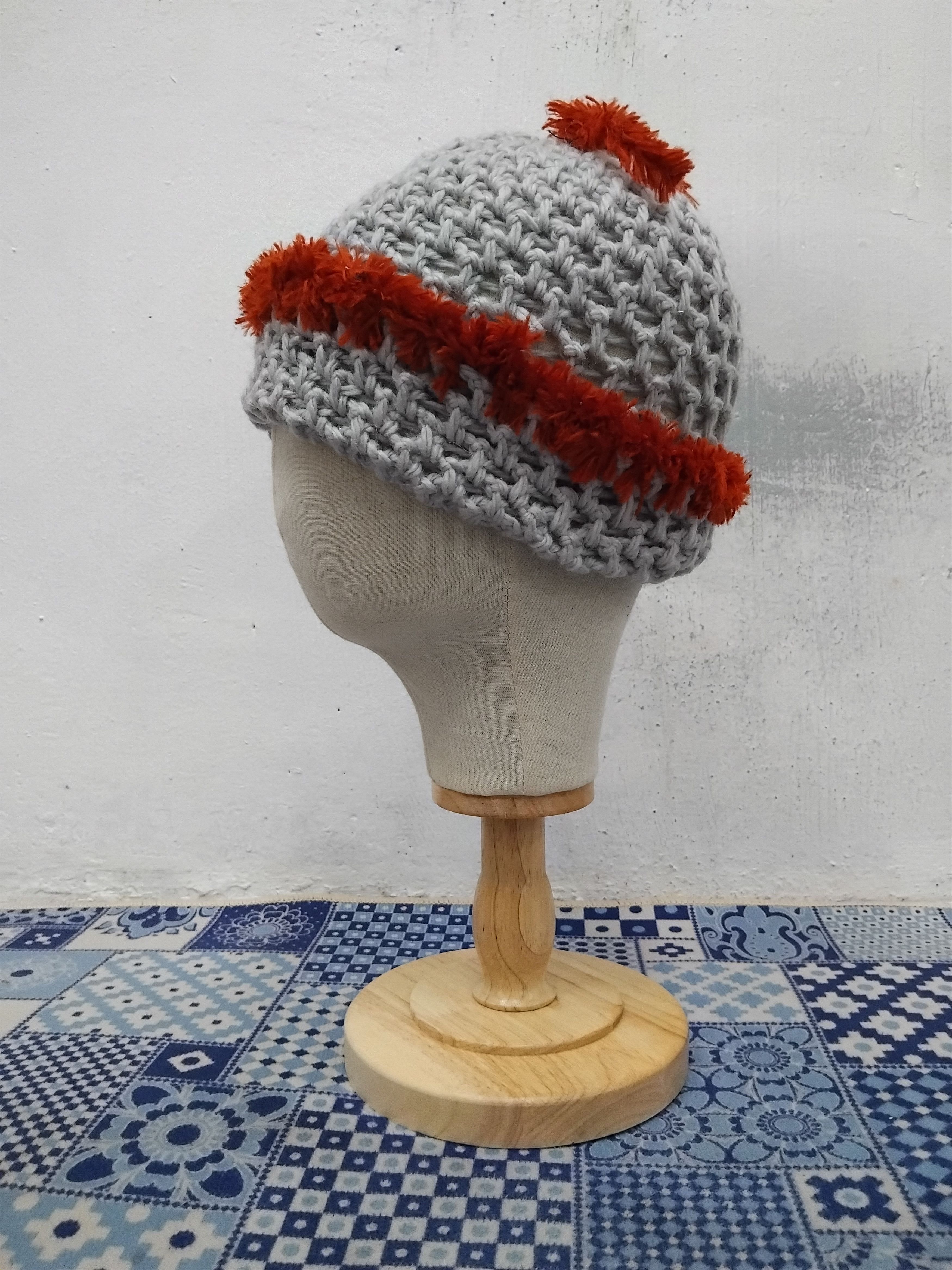 Japanese Brand 💥Unnamed Grey orange colour beanie hat Size ONE SIZE - 4 Thumbnail