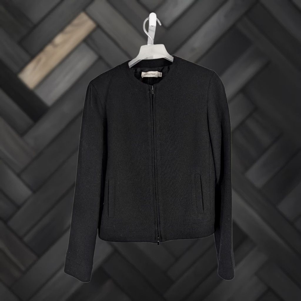 Calvin Klein VINTAGE Calvin Klein Collection Jacket Women Tweed Wool 2Way Zip Black 4 21" Length Mens? Size S / US 4 / IT 40 - 1 Thumbnail