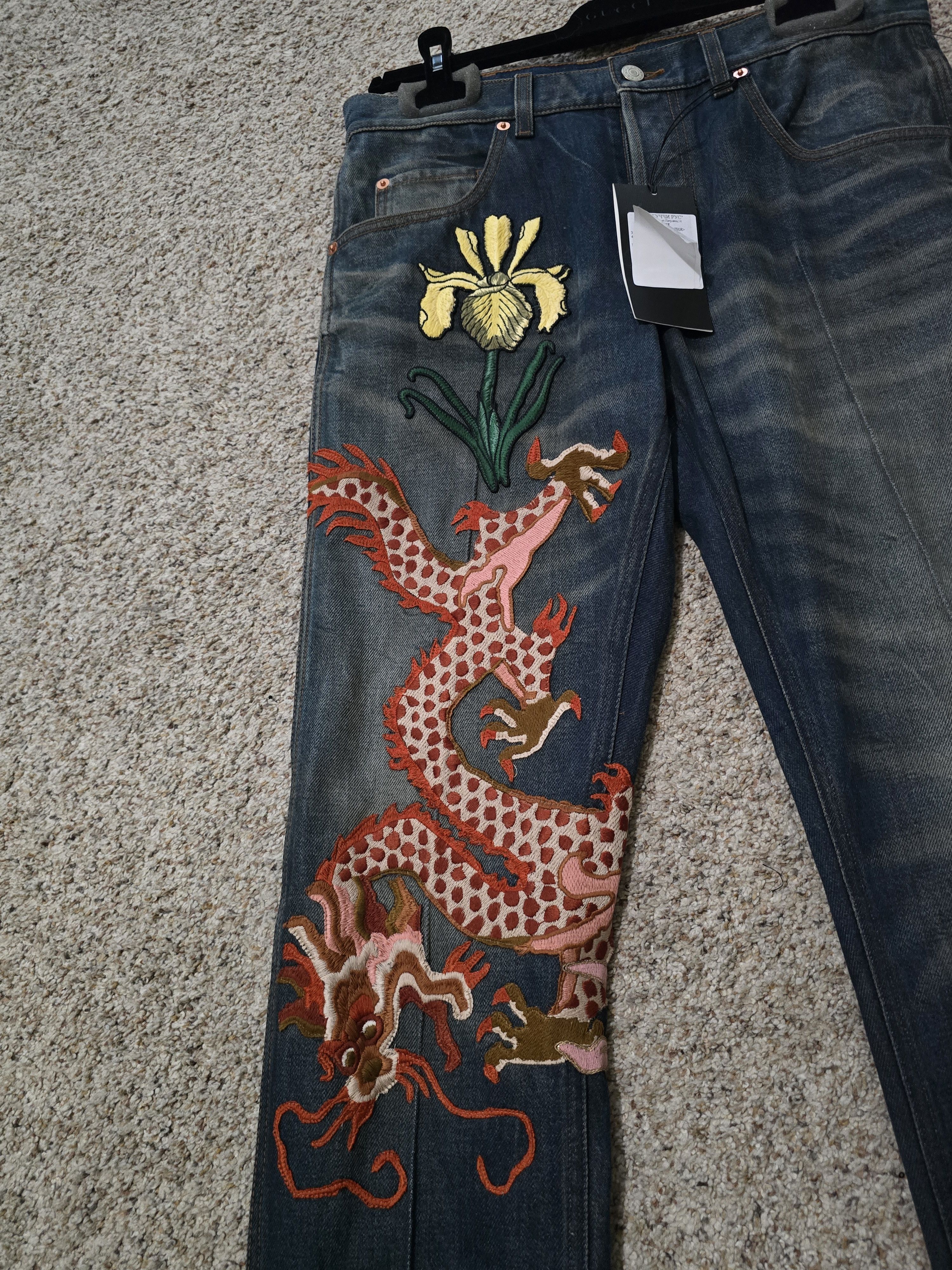 Gucci Gucci Embroidered Dragon Blue Jeans Size 32 NWT Size US 32 / EU 48 - 7 Thumbnail