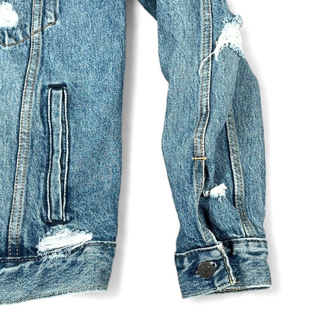 Levi's VINTAGE Levi's Trucker Jacket Mens Shirt Blue Denim Medium Wash Distressed Pockets Button Front Size US 31 - 6 Thumbnail