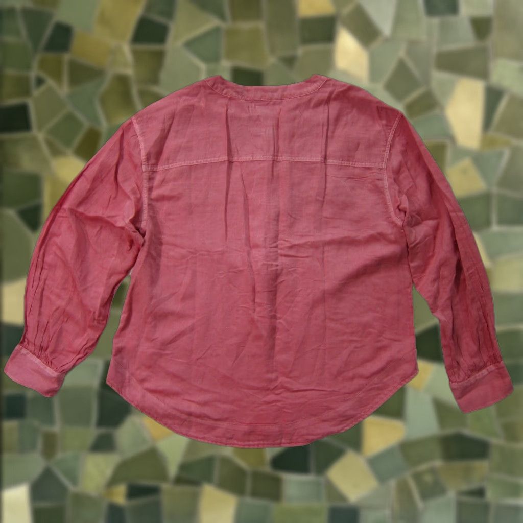 Lucky Brand Lucky Brand Pink Blouse Women Medium Crew Neck Long Sleeve Pocket Cotton Rayon Size M / US 6-8 / IT 42-44 - 1 Thumbnail