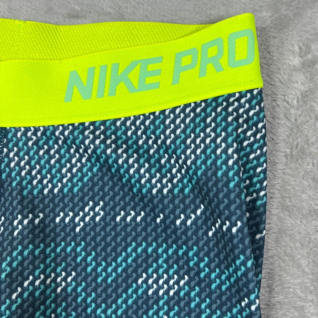 Nike Nike Pro Dri-FIT Teal Print Leggings Neon Waist XS Athletic Size 25" / US 0 / IT 36 - 2 Thumbnail