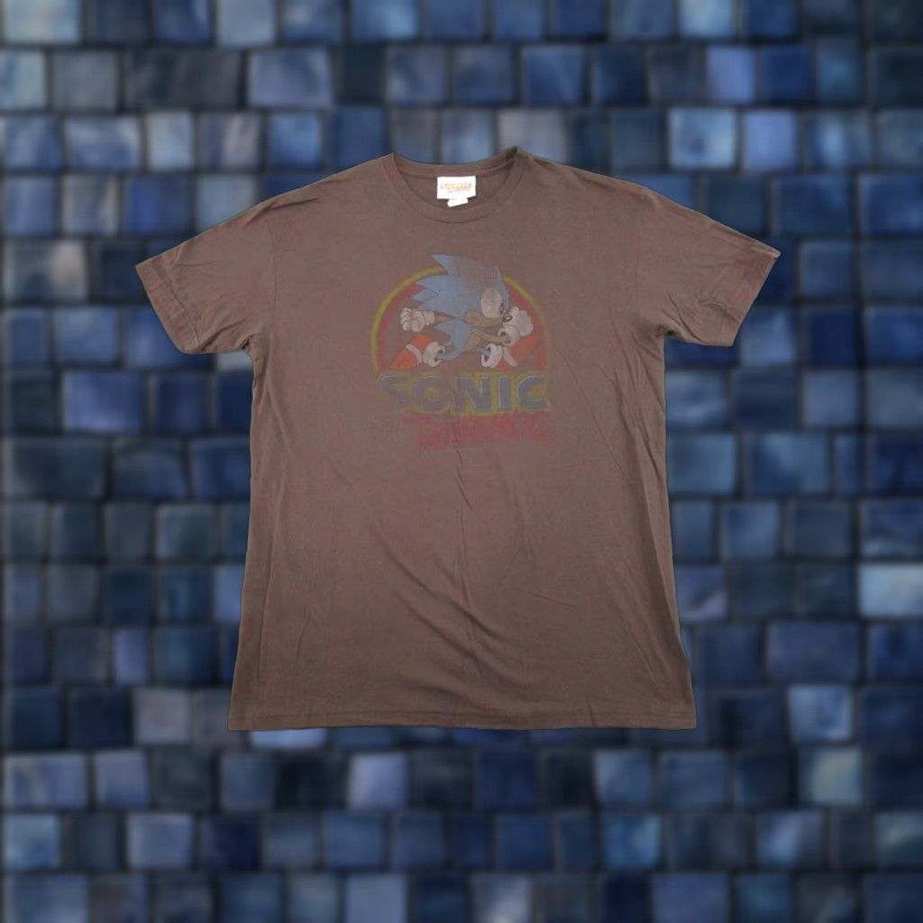 Vintage VINTAGE Sonic T-Shirt Men's Large Crew Neck Short Sleeve Brown Cotton Graphic Video Game Promo Shirt 2007 90s Sonic the Hedgehog Size US L / EU 52-54 / 3 - 1 Thumbnail