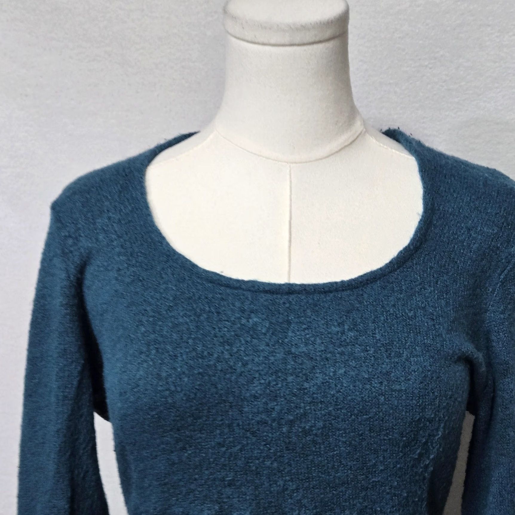 Ganni Anni Kuan Womens Medium Tunic Sweater Blue Scoop Neck Textured Knit Stretch Size M / US 6-8 / IT 42-44 - 3 Thumbnail