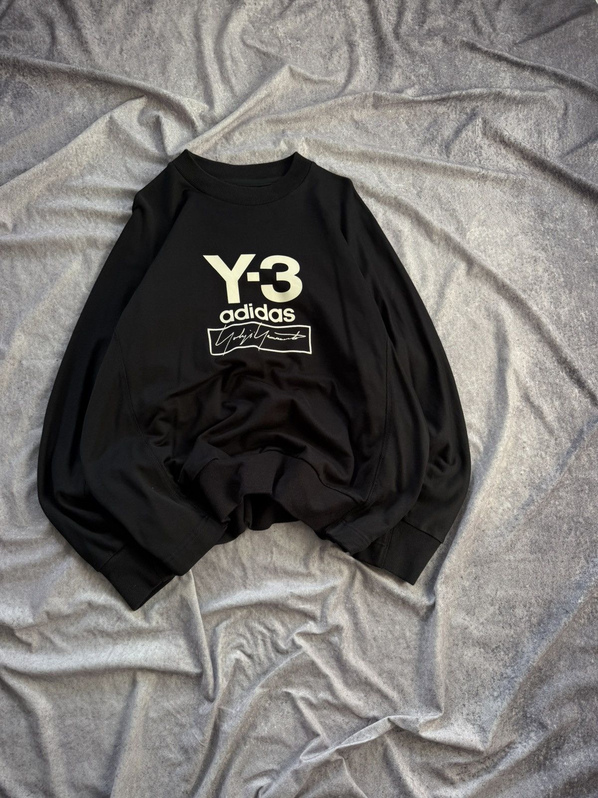 Adidas × Y-3 Y-3 Adidas Yohji Yamamoto Sweatshirt Stacked Logo Crewneck Size US M / EU 48-50 / 2 - 2 Thumbnail