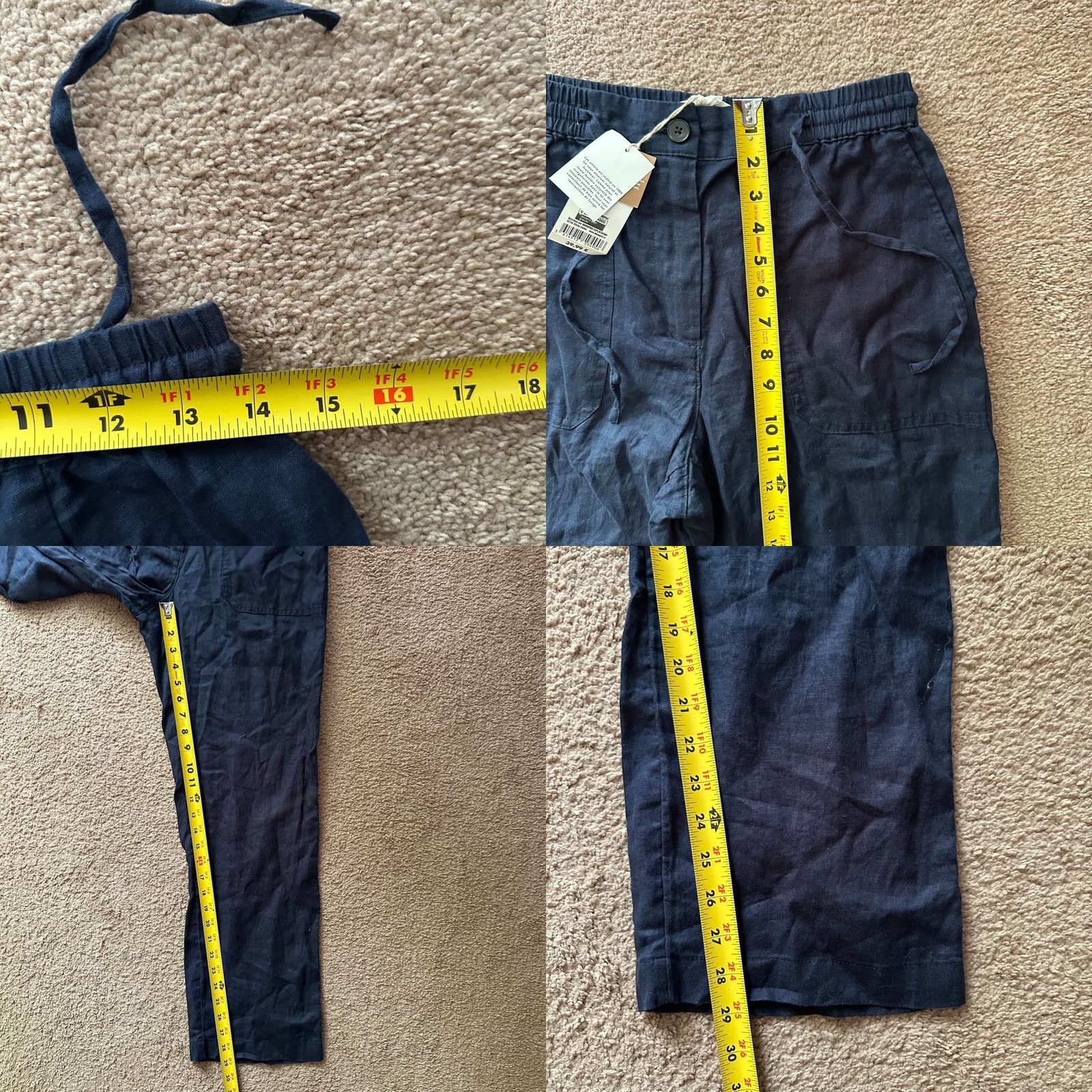 Vintage Monoprix Premium Pants Womens XS 28x29 100% Linen NWT High Rise Straight Leg Size 26" / US 2 / IT 38 - 8 Thumbnail