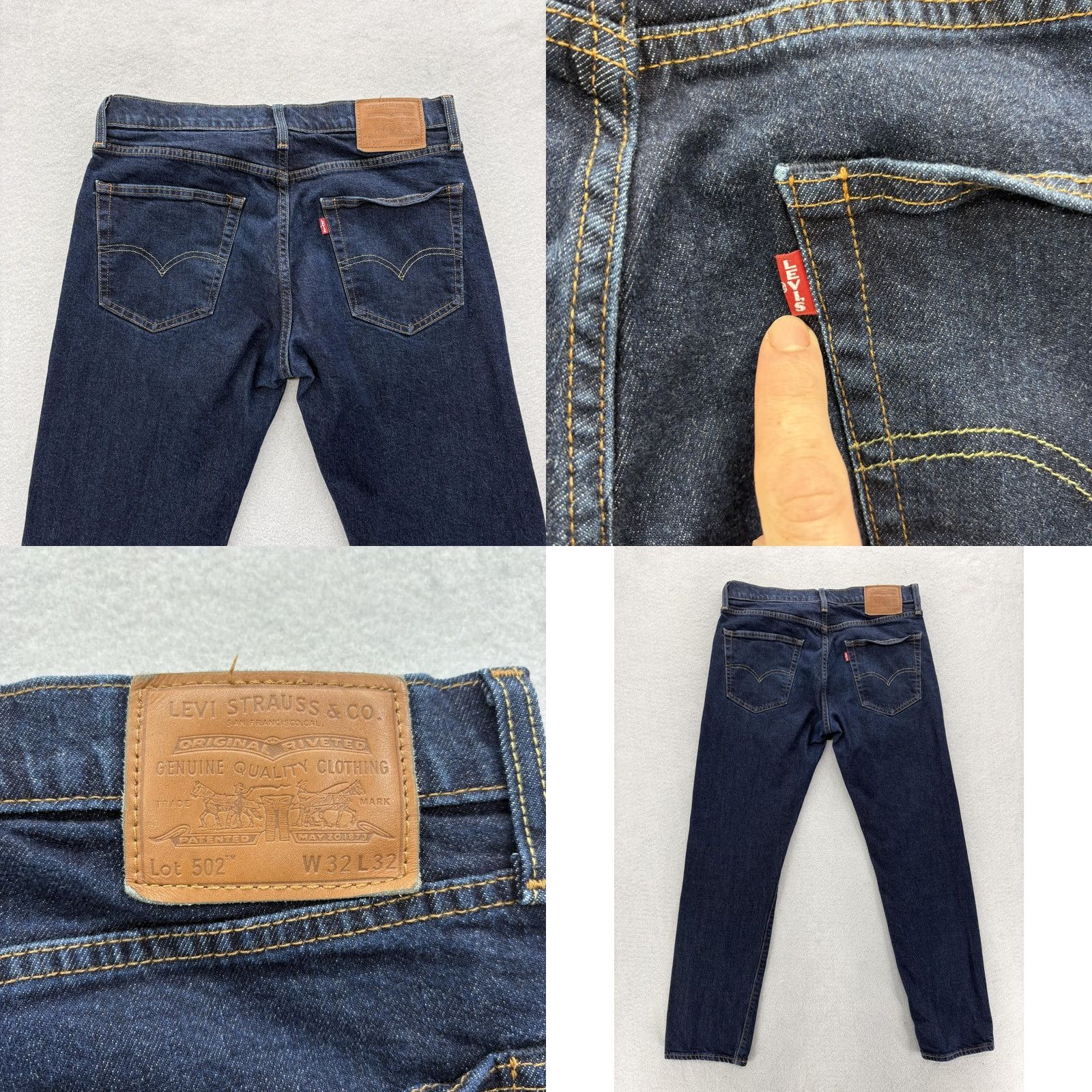 Levi's Levi's Premium 502 Jeans Mens 32x30 Blue Dark Wash Regular Tapered Stretch Denim Jeans Size US 32 / EU 48 - 9 Thumbnail