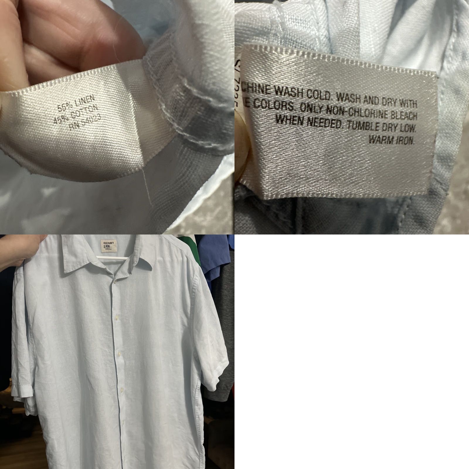Old Navy Old Navy Button-Up Shirt 2XL Light Blue Short Sleeve Linen / Cotton Casual Men’s Shirt Size US XXL / EU 58 / 5 - 8 Thumbnail