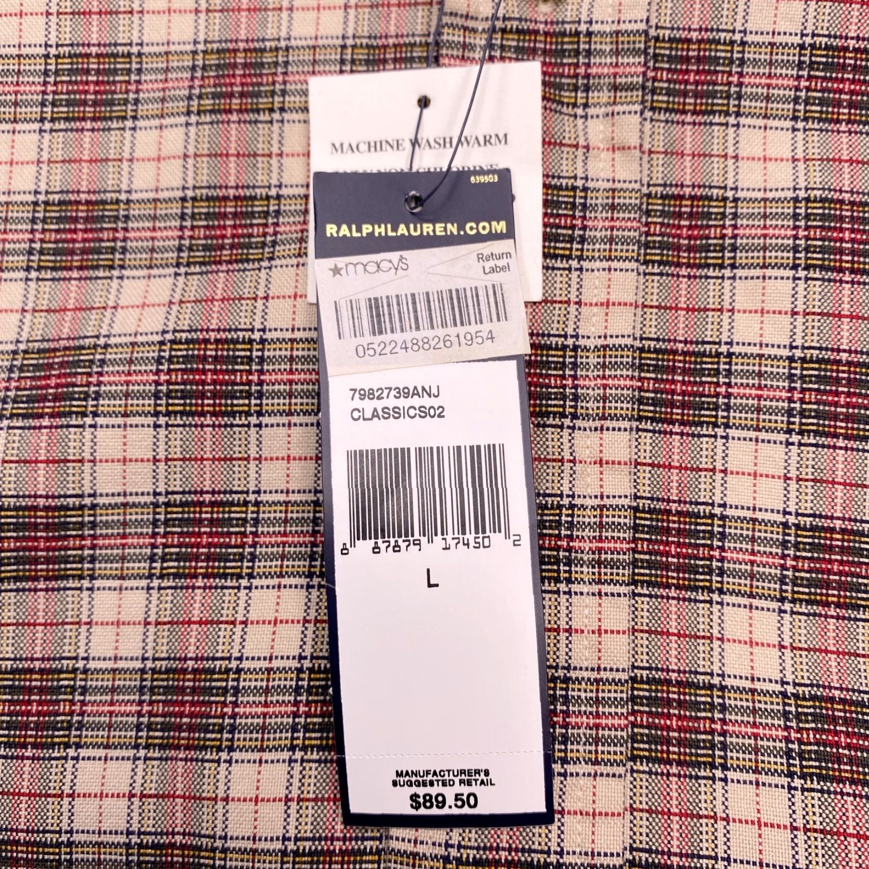 Ralph Lauren Ralph Lauren Shirt Adult Large Button-Up Long Sleeve Plaid Mens NEW Brown 100% Cotton Classic Button-Down Triangle Logo? Size US L / EU 52-54 / 3 - 6 Thumbnail