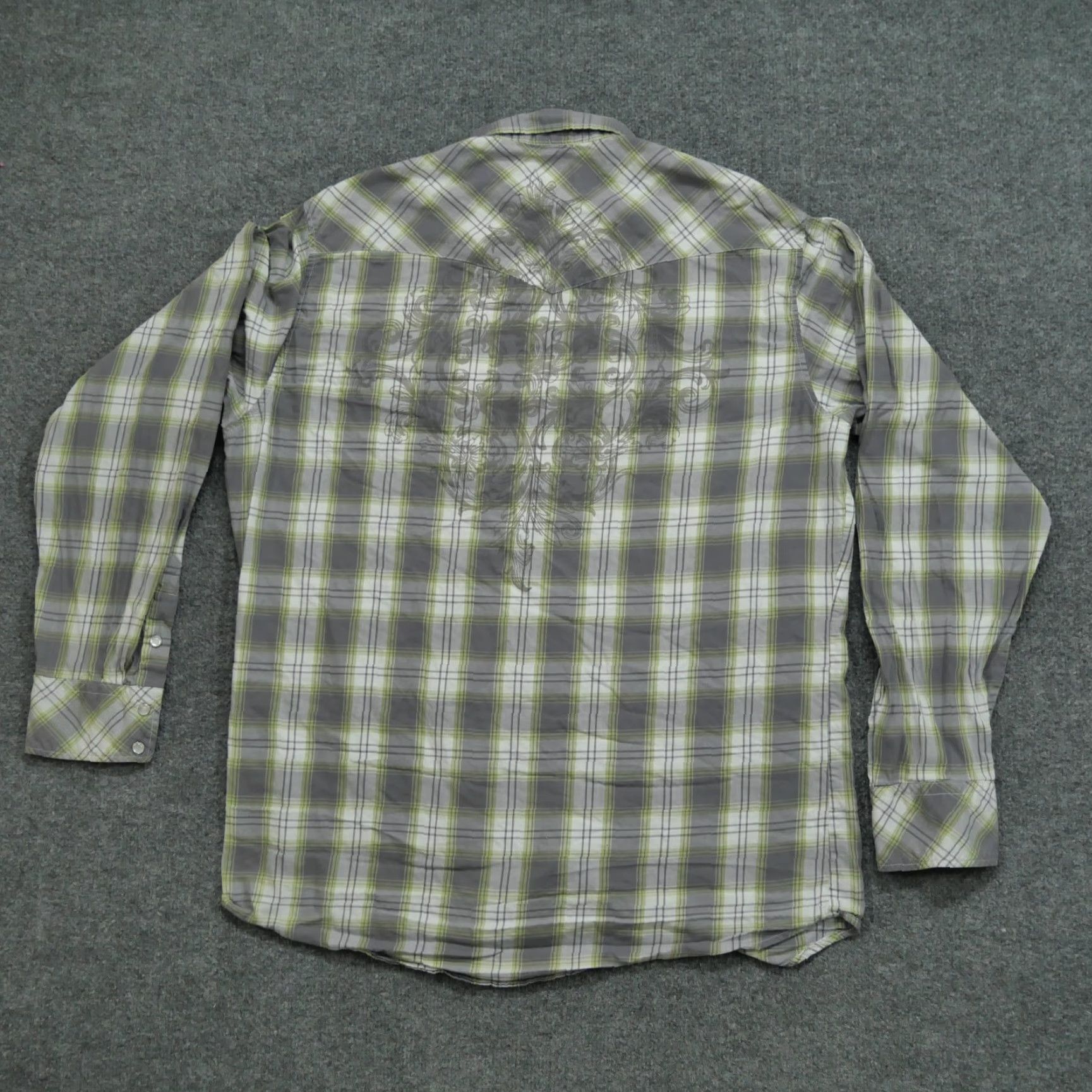 Roper VINTAGE Roper Shirt Mens XL Grey Green Plaid Pearl Snap Long Sleeve Western Country Size US XL / EU 56 / 4 - 7 Thumbnail