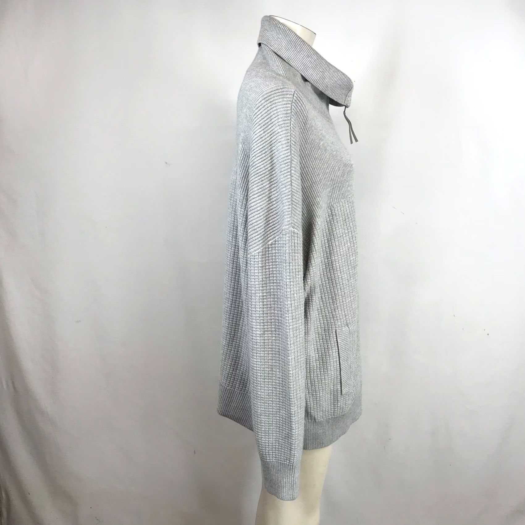 Talbots VINTAGE? No. T by Talbots XL Grey Waffle Knit Full Zip Cardigan - Women Size XL / US 12-14 / IT 48-50 - 4 Thumbnail