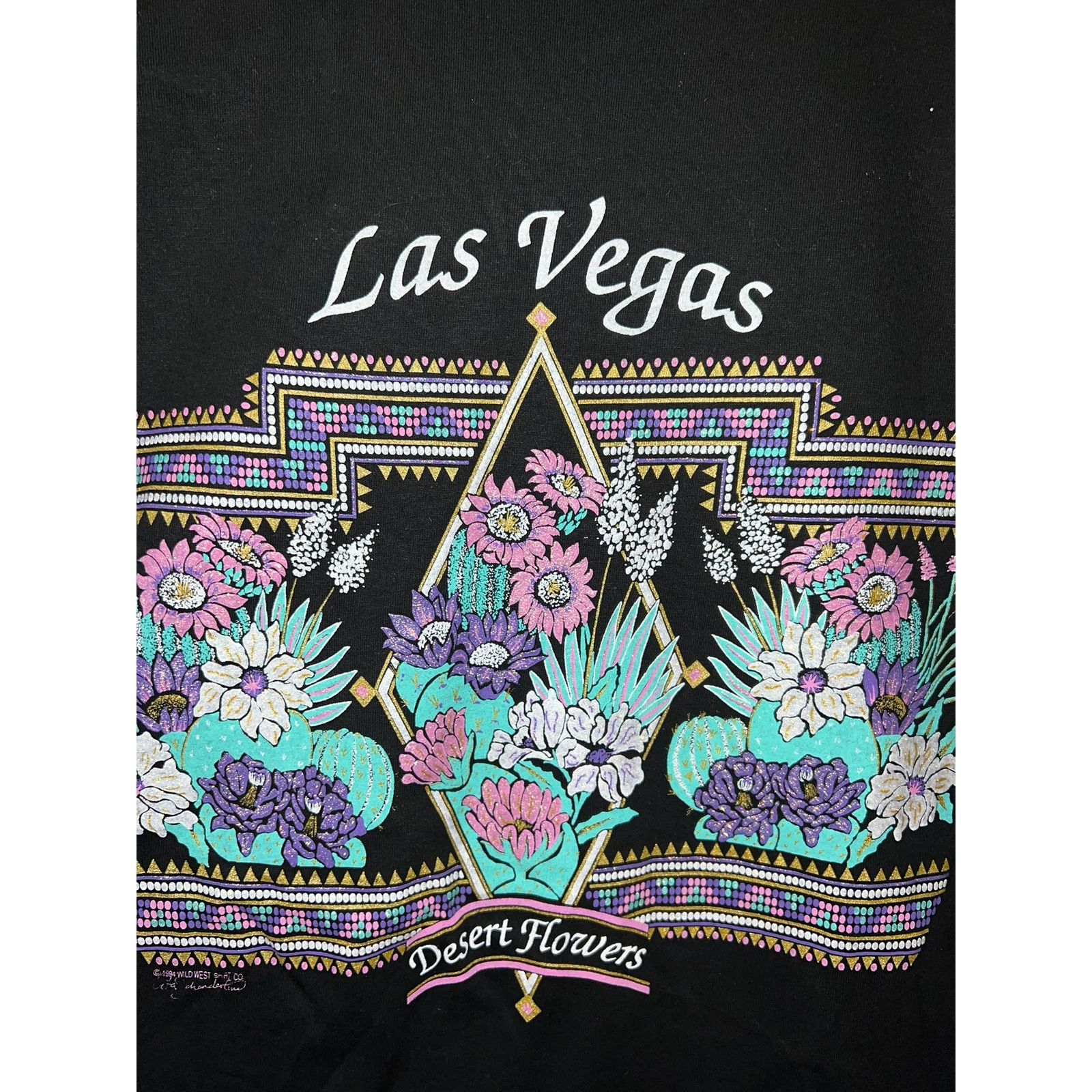 Jerzees Vintage Las Vegas Casino Western Flower Graphic Black Shirt Size US L / EU 52-54 / 3 - 2 Thumbnail
