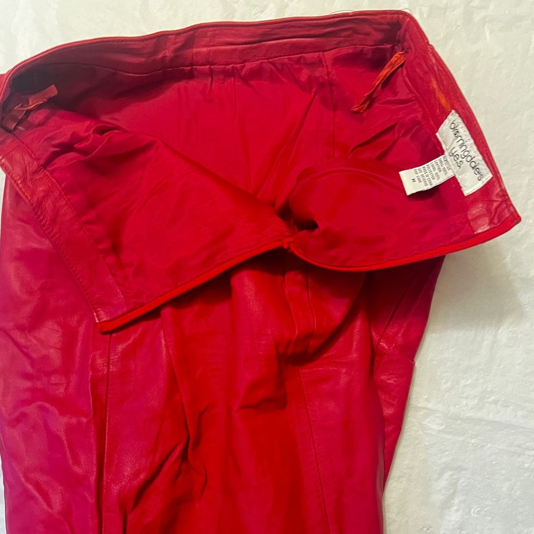 Other Vintage 80s Bloomingdale's y.e.s. Red Leather Skirt -Size: M Size 30" / US 8 / IT 44 - 9 Thumbnail