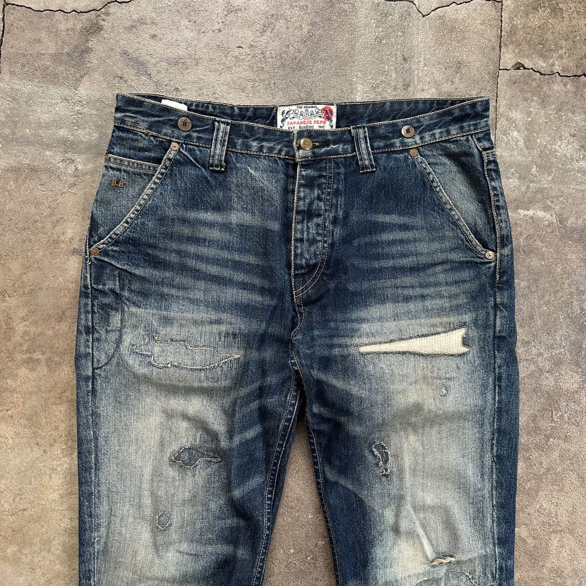 Blue Blood Blue Blood Japanese Denim Patchwork Distressed Pants Size US 34 / EU 50 - 6 Thumbnail