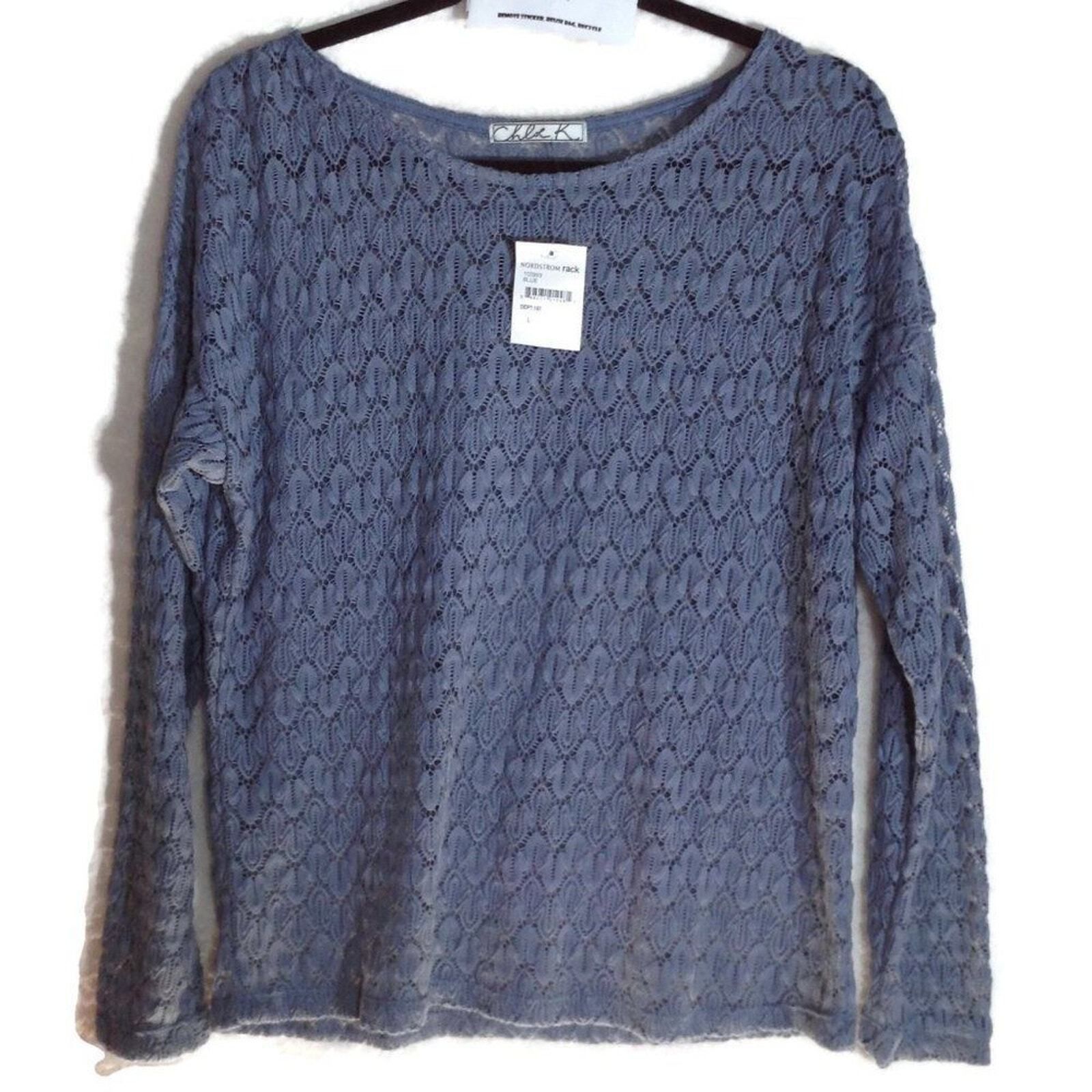 Chloe Chloe K Large Knit Lace Sweater Top Long Sleeve Delicate Cot Size L / US 10 / IT 46 - 1 Thumbnail