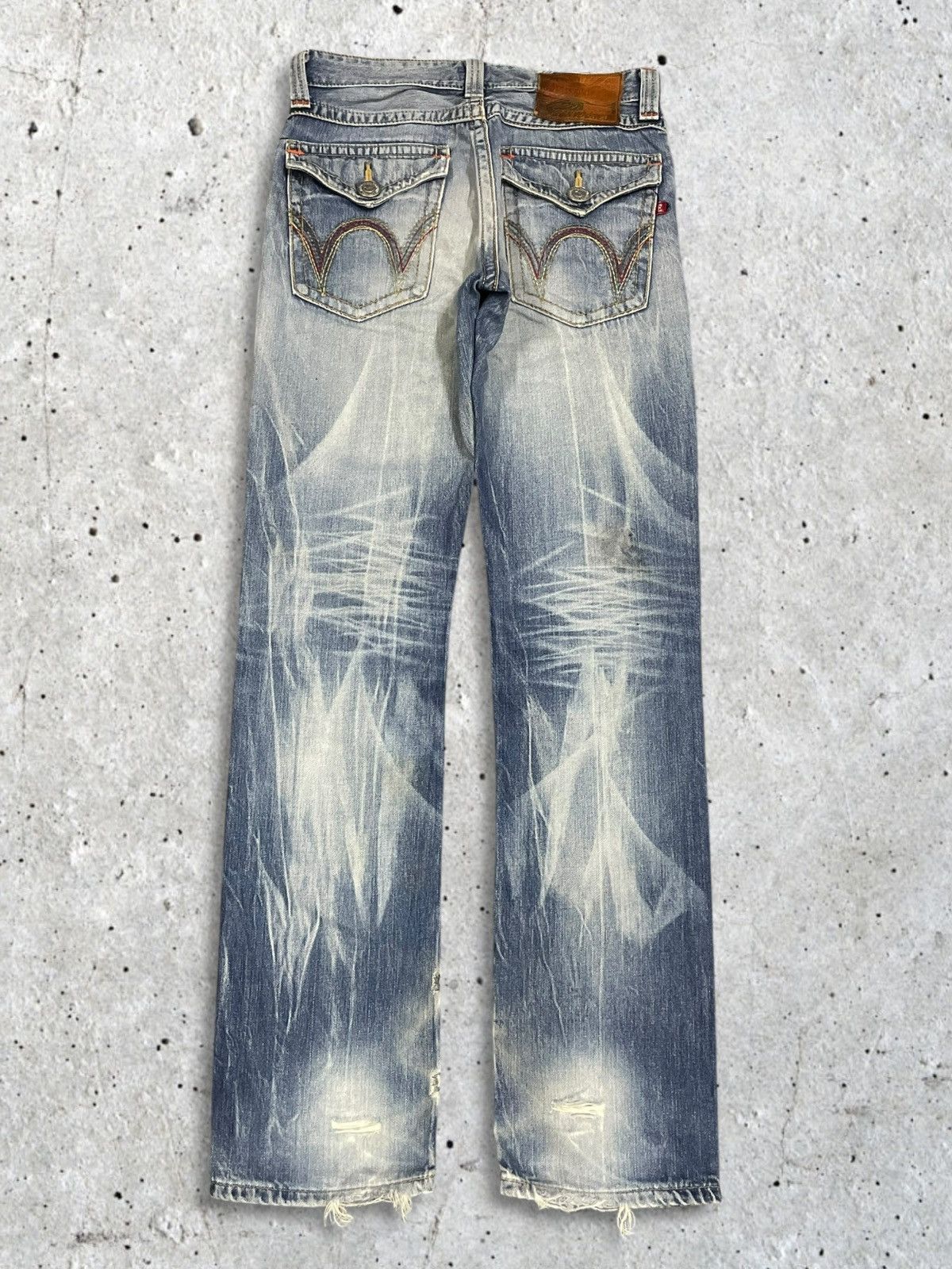 Edwin Edwin BlueTrip Tokyo Japan Crazy Bleach Whisker Ripped Jeans Size US 31 - 7 Thumbnail