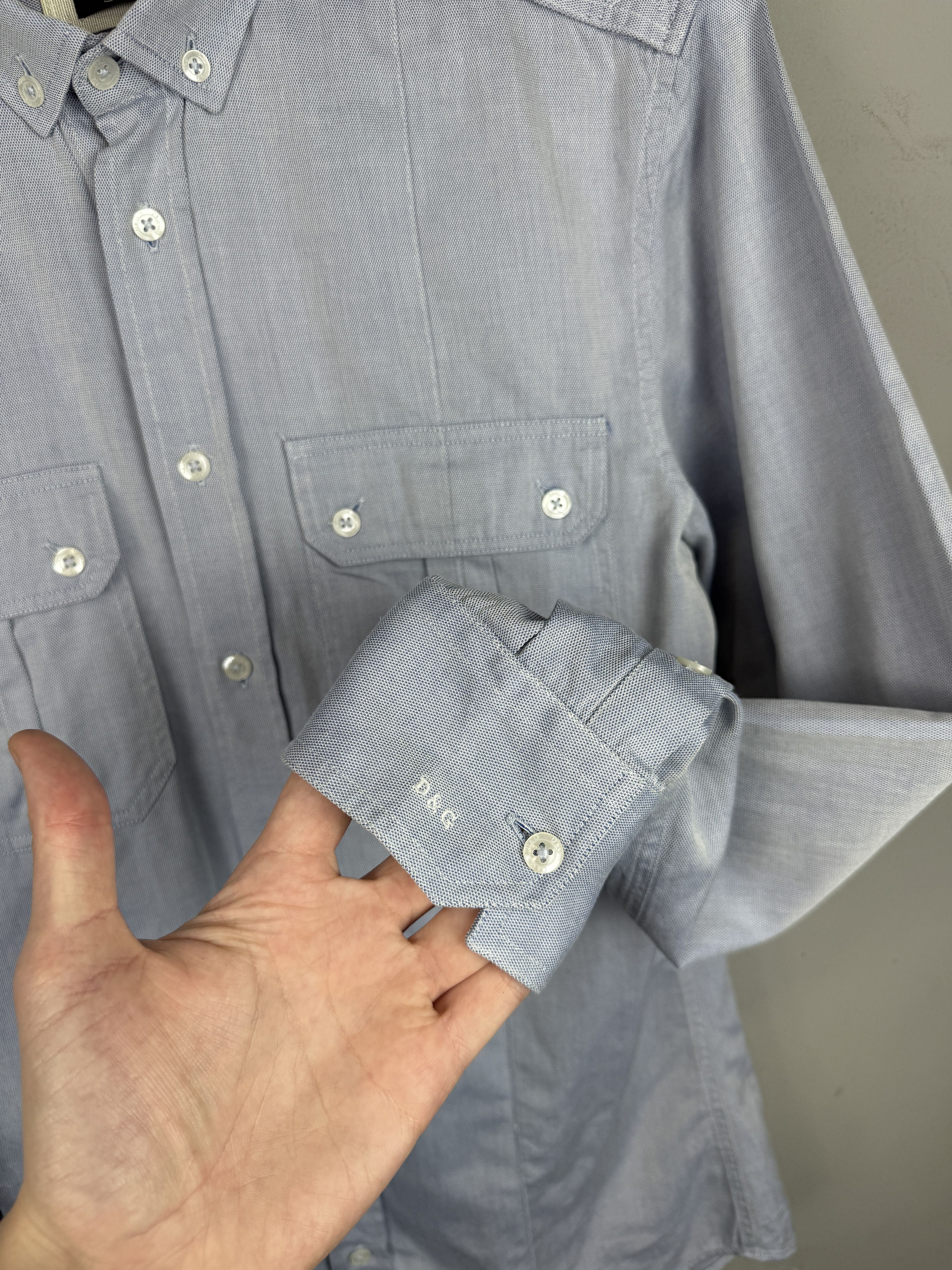 Designer × Dolce & Gabbana Dolce & Gabbana Shirt Blue Slim Button Down Casual Cotton Size US M / EU 48-50 / 2 - 2 Thumbnail