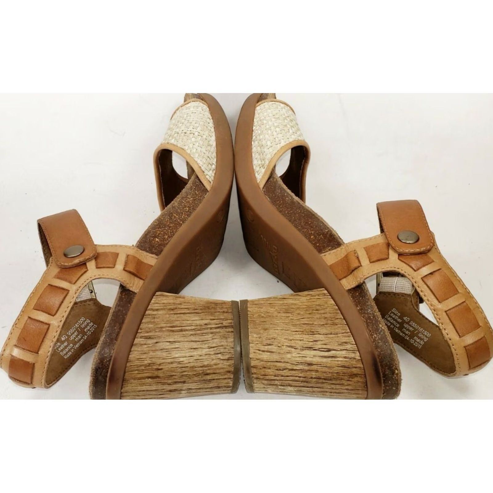 Dansko Dansko Ankle Strap Heeled Sandal Women's 9.5 Brown Leather Wicker 3" Heel XS/Size 9.5 M Open Toe Buckle Comfort Casual Dress Women Size US 10 / IT 40 - 7 Thumbnail