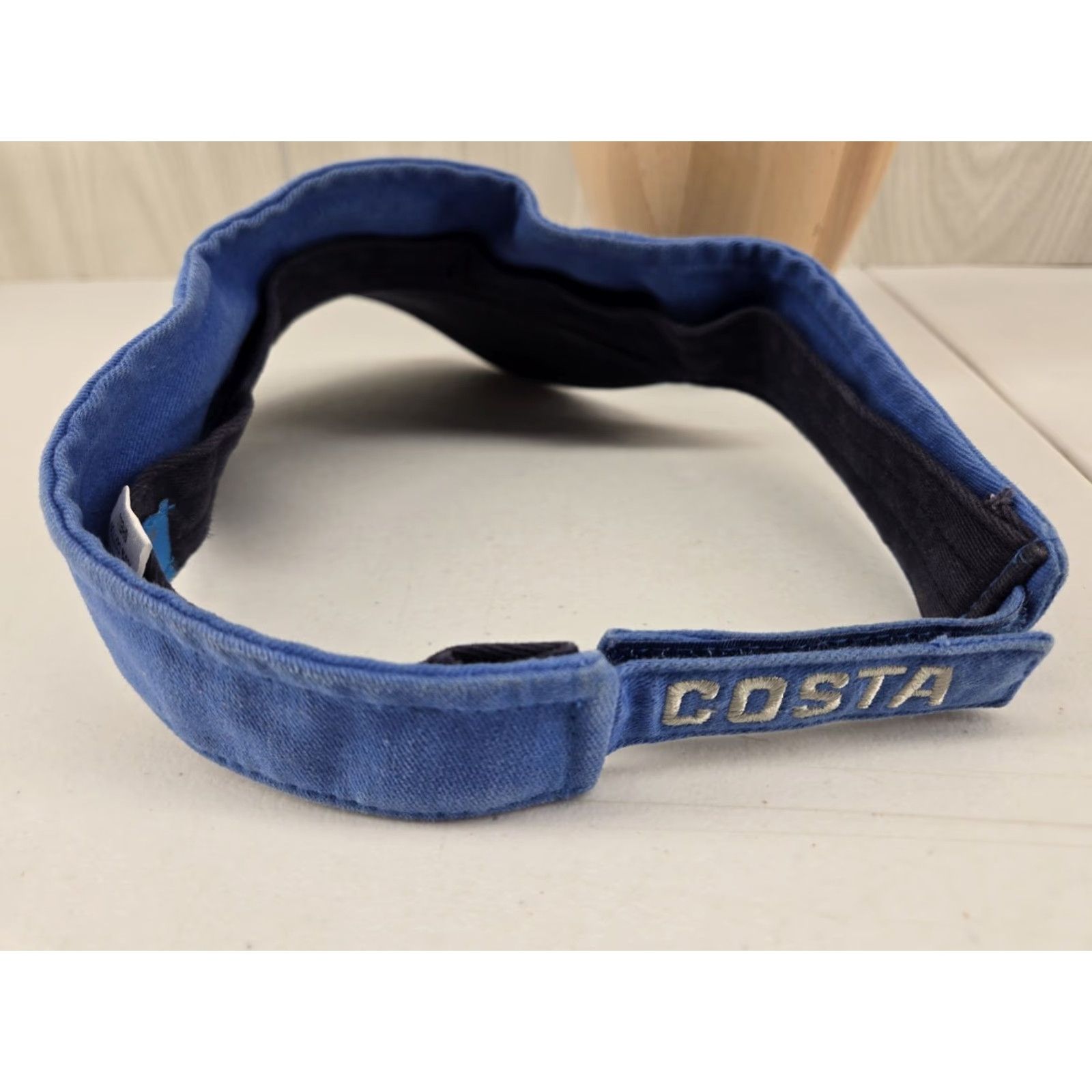 Costa Del Mar Costa Del Mar Distressed Blue Embroidered Logo Strapback Visor Unisex Adults One Size Cotton Adjustable Hat/Visor Spring Summer Carded Vintage: No Size ONE SIZE - 5 Thumbnail