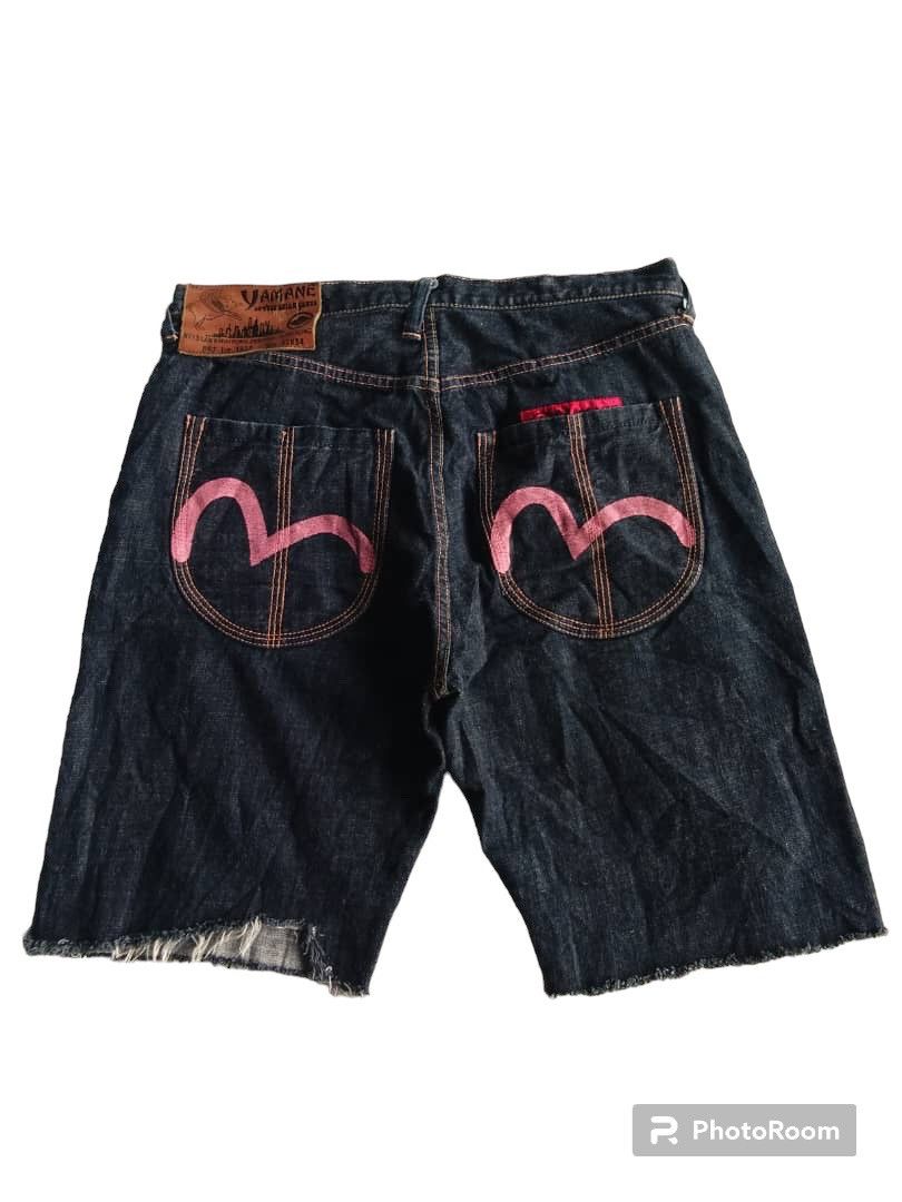 Evisu Yamane Pink Seagull Selvedge Short Distressed Denim