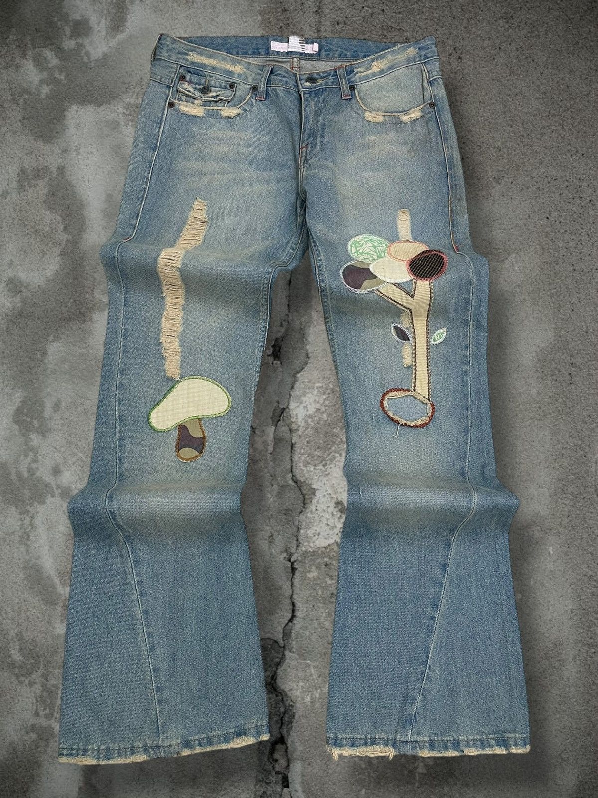 Tornado Mart Vintage Og 90s Japan Fancy Collection Patchwork Flared Denim Size US 32 / EU 48 - 1 Thumbnail