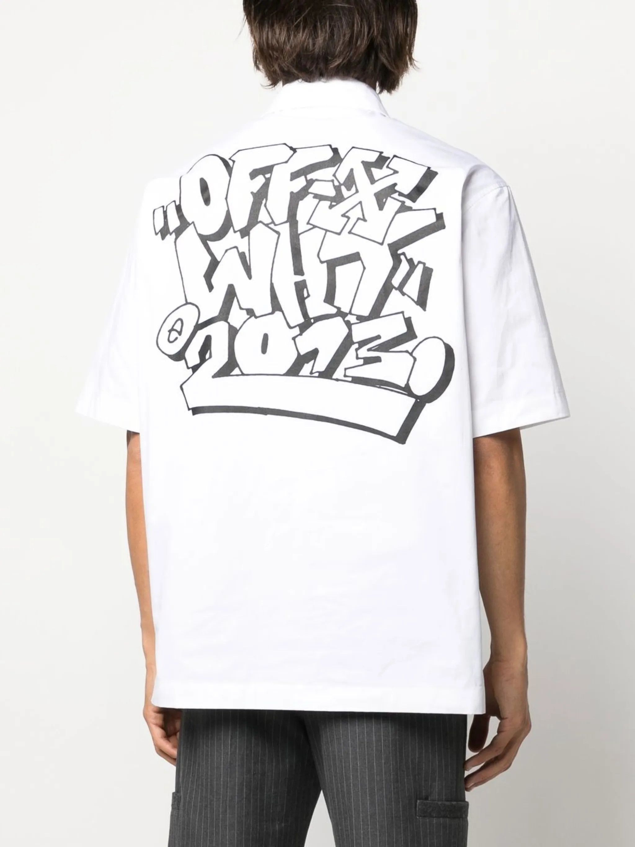 Off-White o1gr1nt0125 Graffiti Freest Holiday Shirt in White Size US M / EU 48-50 / 2 - 4 Thumbnail