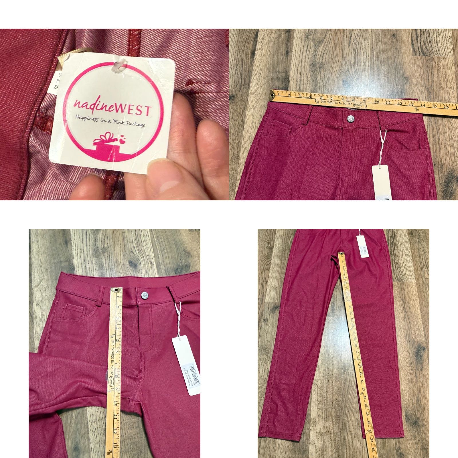 Vintage Yelete Pants Women's Large Burgundy Red Skinny Mid Rise NWT Size 36" / US 14 / IT 50 - 8 Thumbnail