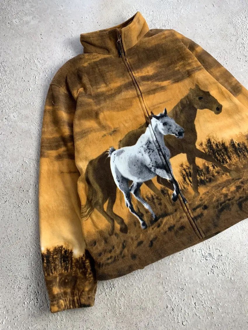 Japanese Brand Vintage Black Fullprint Wolf Zip Animals Fleece Jacket Size US XXL / EU 58 / 5 - 5 Thumbnail