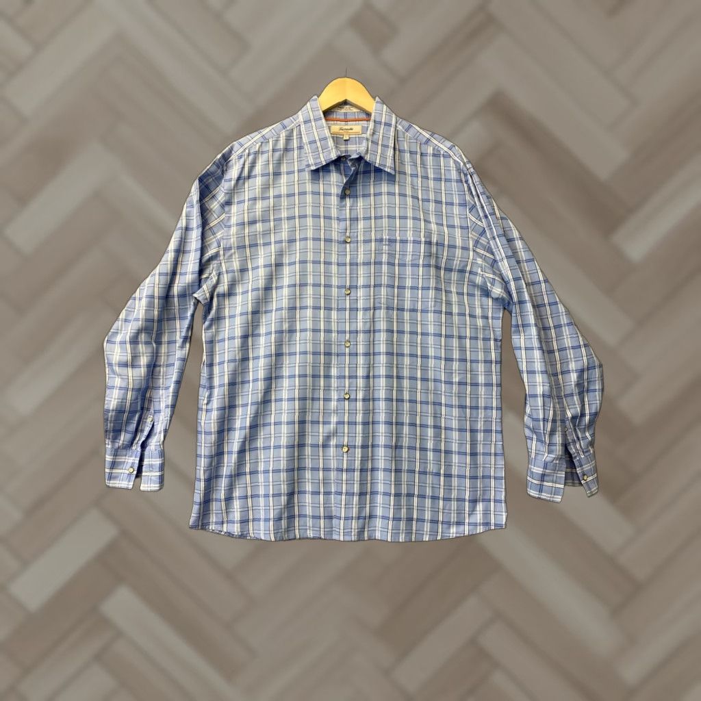 Faconnable VINTAGE Façonnable Men’s Cotton Blue Plaid Button-Up Shirt L Long Sleeve Classic City Size US L / EU 52-54 / 3 - 1 Thumbnail