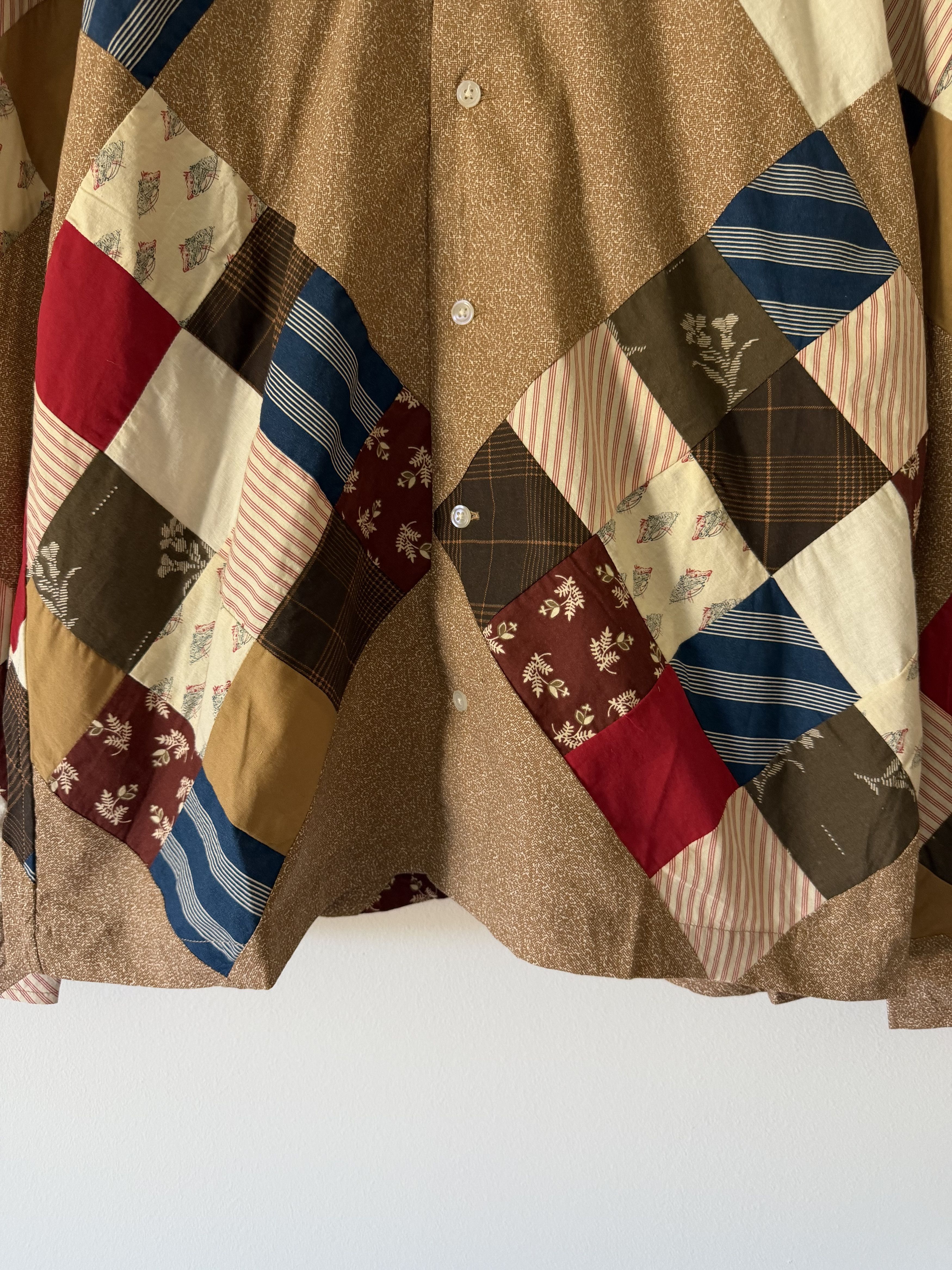 Bode Pony Calico Quilt Long Sleeve Button Up in Brown, Men's (Size Xxl) — image 3 of 6