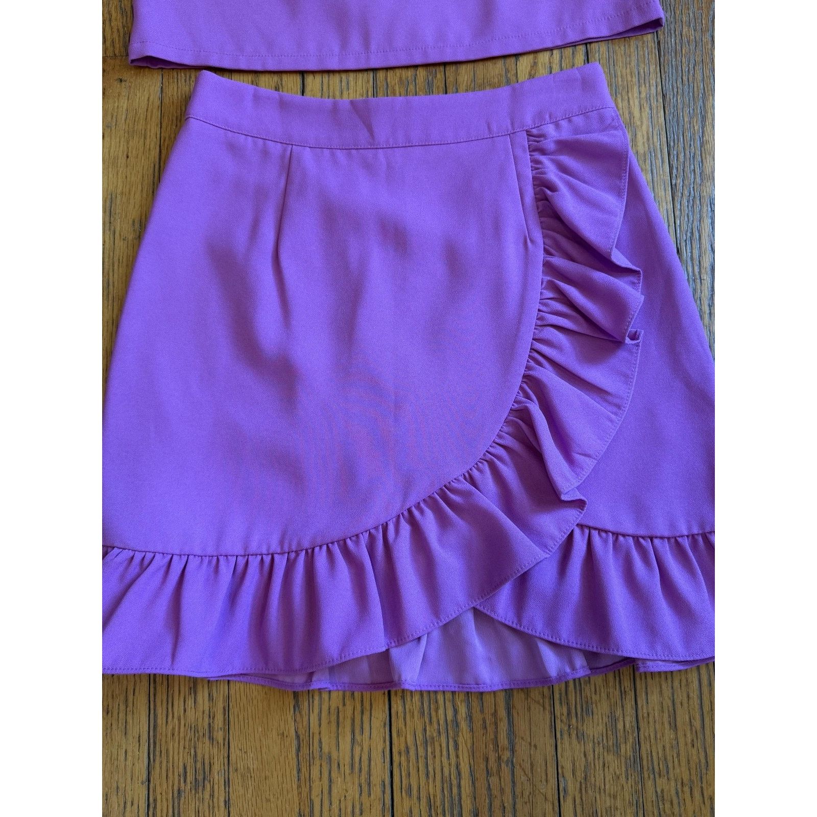 Other Karlie 2 Piece Set Small Purple Ruffle Mini Skirt Crop Tank Size 27" / US 4 / IT 40 - 4 Thumbnail