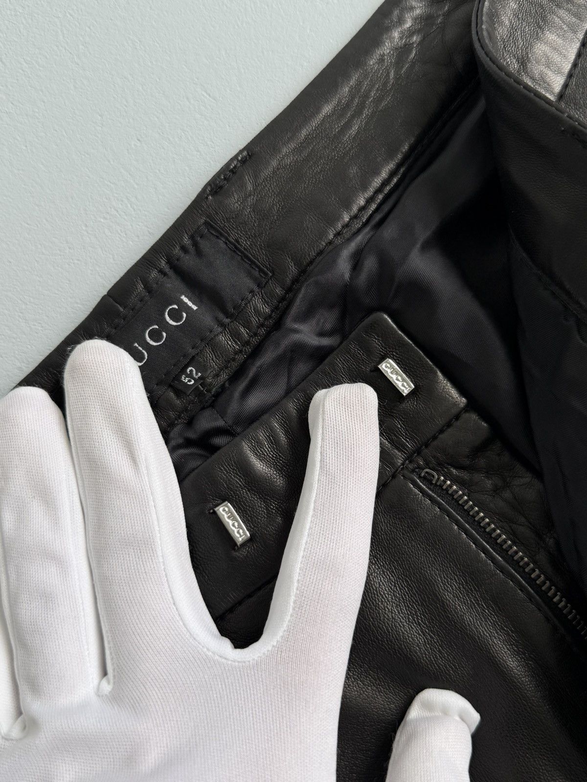Gucci Gucci Tom Ford Era Dark Brown Black Lambskin Leather Pants Size US 35 - 13 Thumbnail