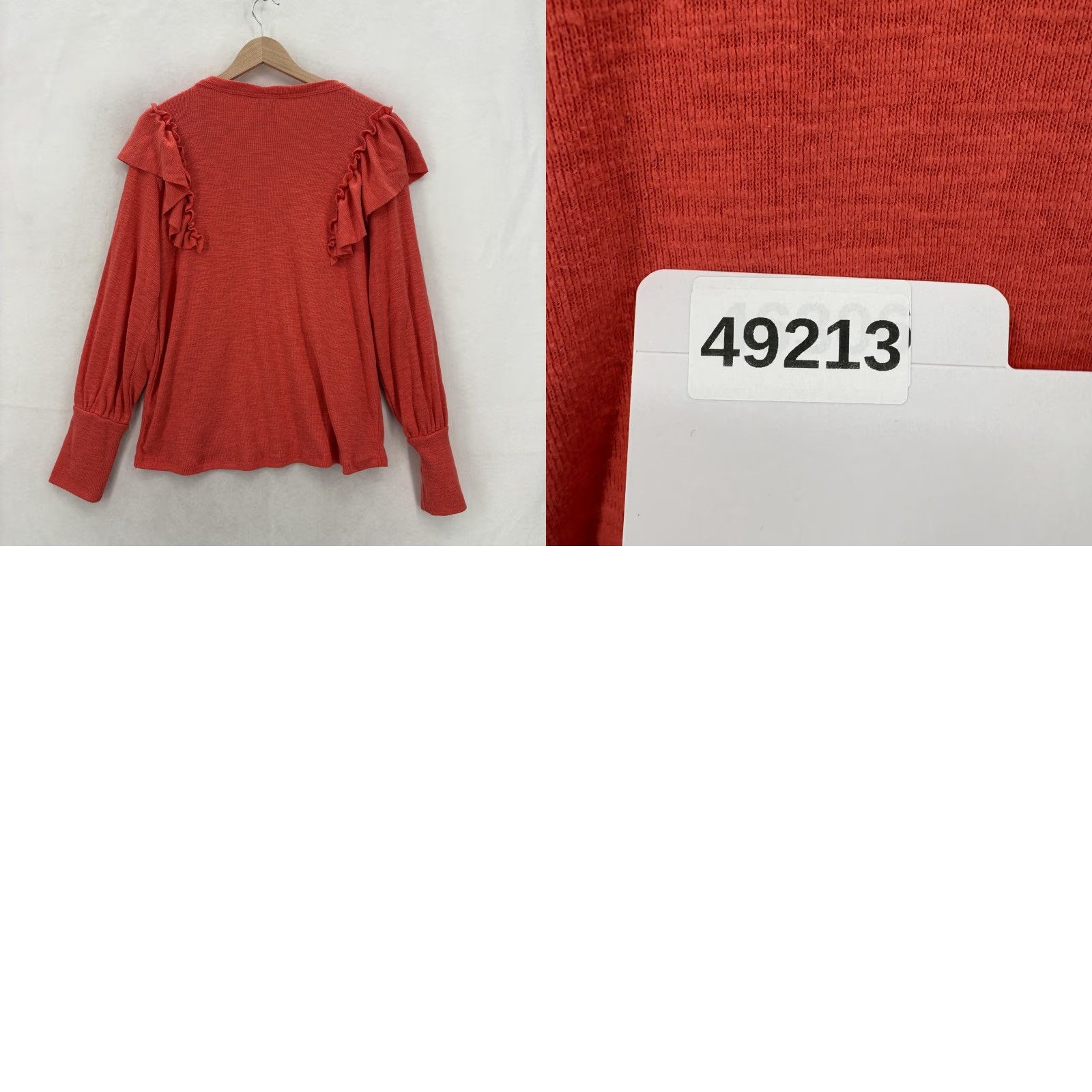 Vintage Pilcro Sweater Womens M Red Pullover V-Neck Puff Sleeve Ruffle Knit Solid Bohemian Size M / US 6-8 / IT 42-44 - 9 Thumbnail