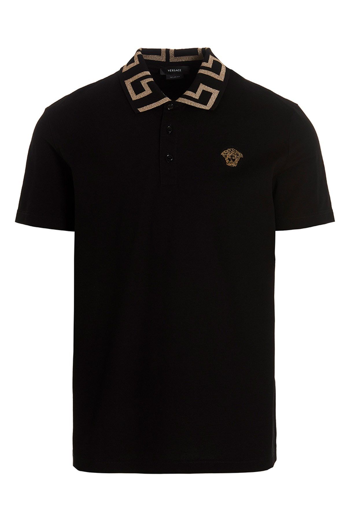 image of Versace 'greca' Polo Shirt in Black, Men's (Size Large)