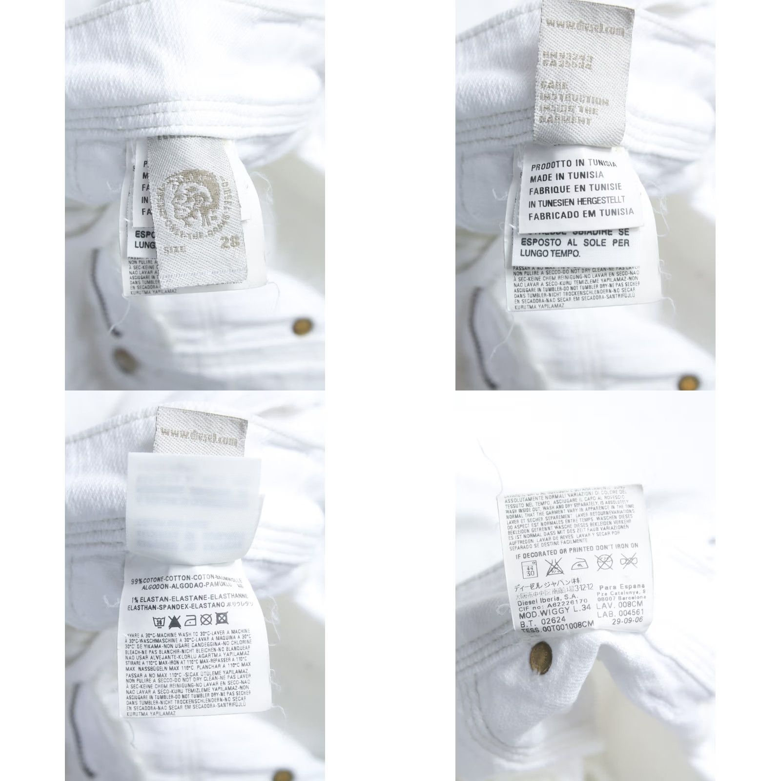 Diesel DIESEL Wiggy Jeans Women's W28/L34 Wide Leg Zip Fly White Denim 008CM_Stretch Size 28" / US 6 / IT 42 - 8 Thumbnail