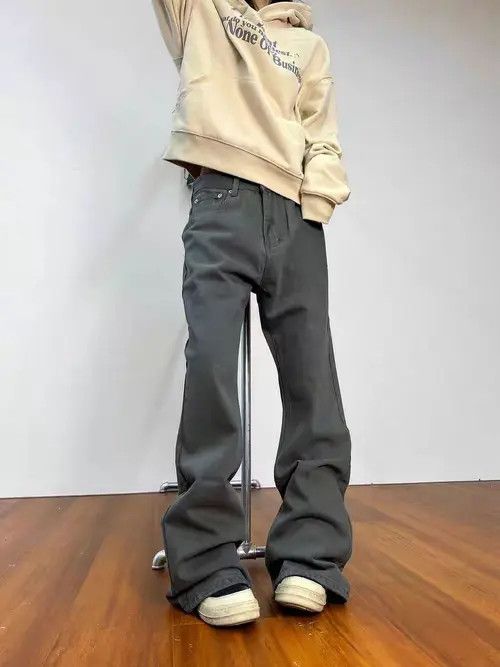 Japanese Brand × Jean Distressed black and grey flared straight baggy jeans Size US 33 - 2 Thumbnail