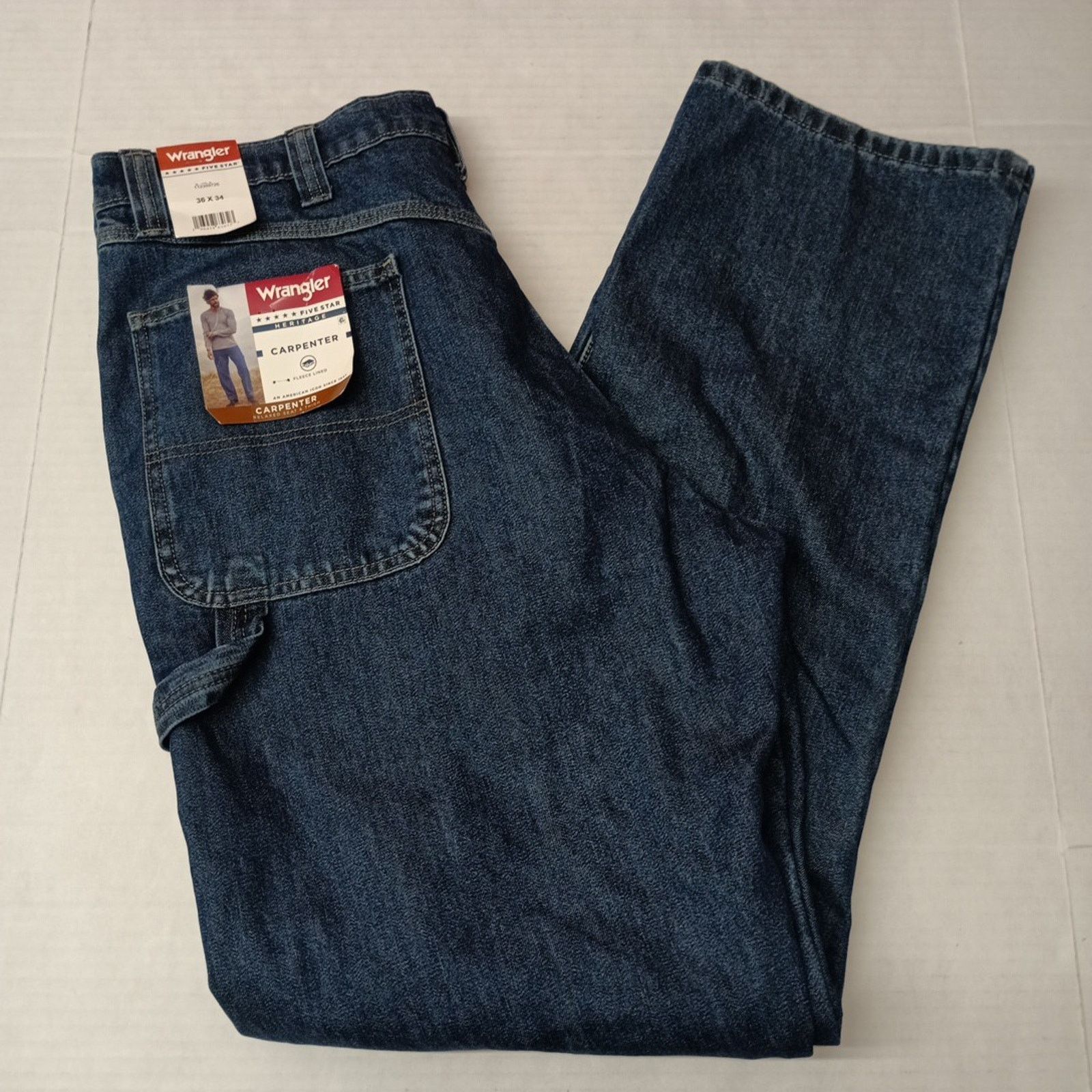 Wrangler Wrangler 36x34 Men Relaxed Fleece Lined Carpenter Jeans Blue Size US 36 / EU 52 - 1 Thumbnail