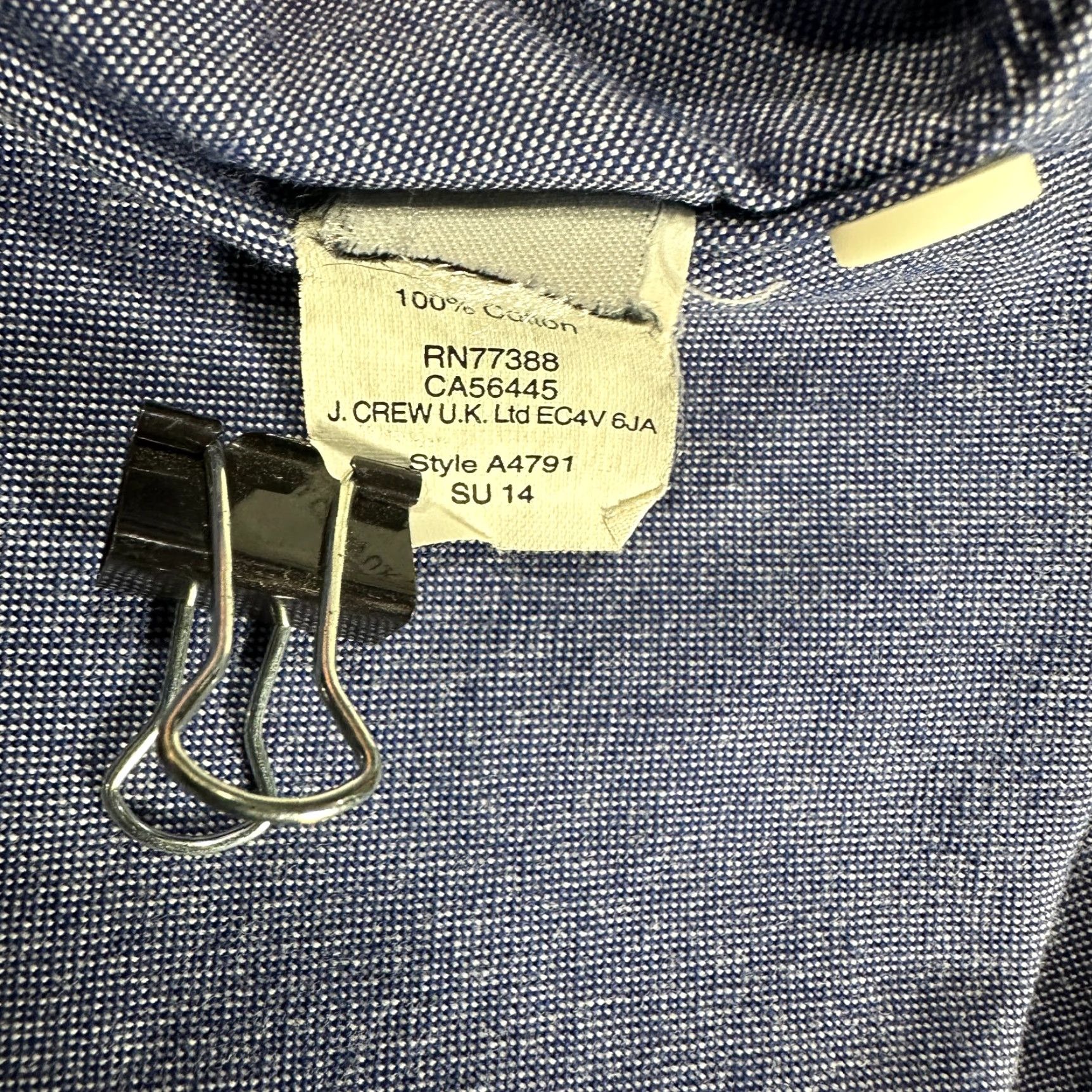 J.Crew J.CREW Shirt Mens Medium Oxford Blue Colorblock Cotton Short Sleeve Button Down Size US S / EU 44-46 / 1 - 8 Thumbnail