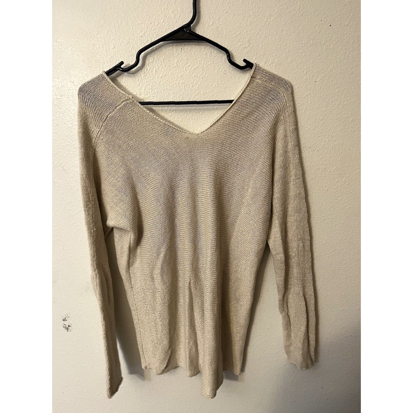 Vince Vince Women Sweater Pullover V-Neck Long Sleeve Cotton Casual Fall Winter Size Small Beige Size S / US 4 / IT 40 - 2 Thumbnail