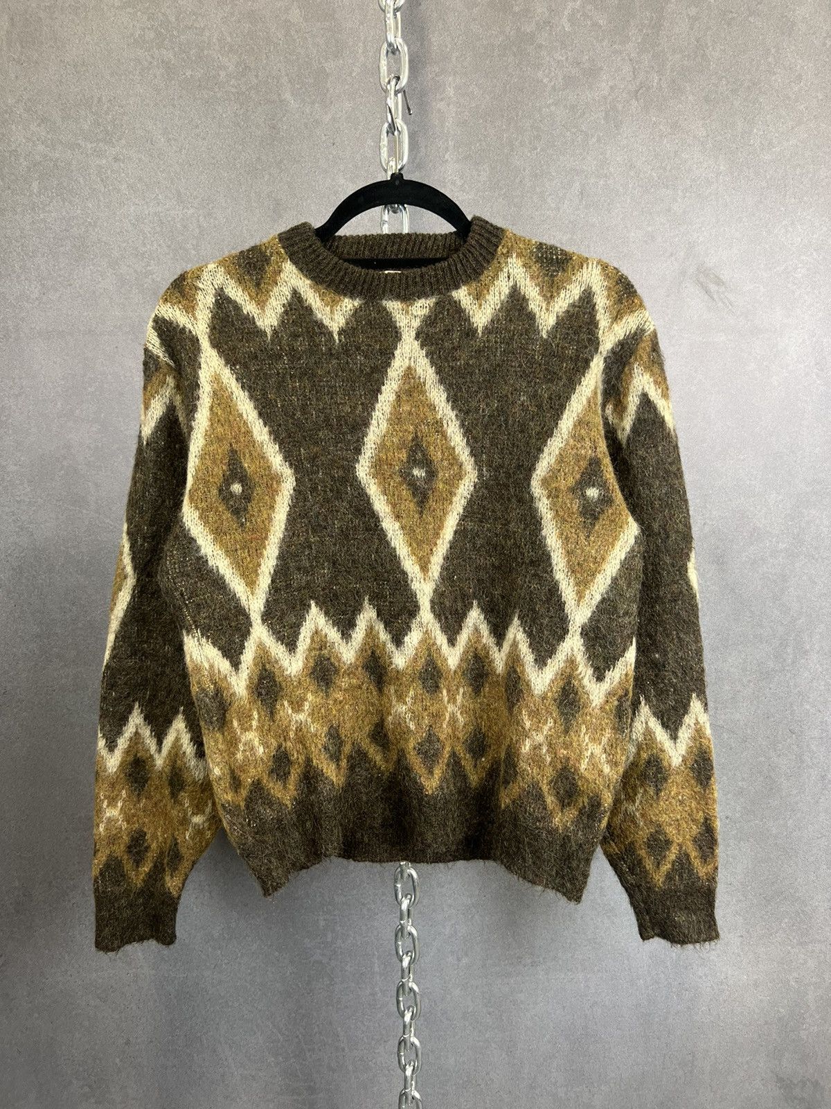 image of Vintage 60S Brent Mohair Sweater in Brown, Men's (Size Small)