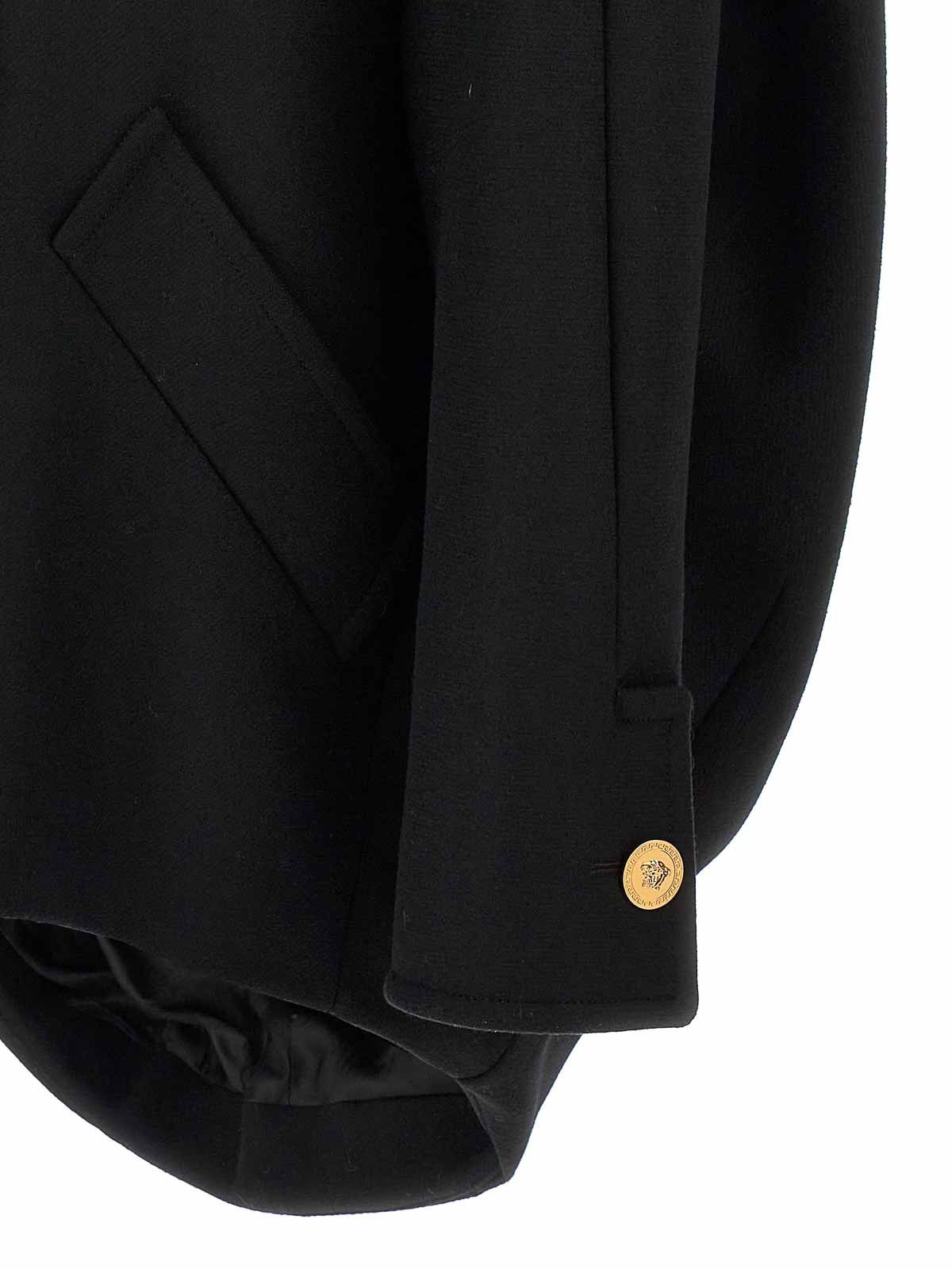 Versace o1s22i1n1024 Double-Breasted Cocoon Jacket in Black Size S / US 4 / IT 40 - 4 Thumbnail