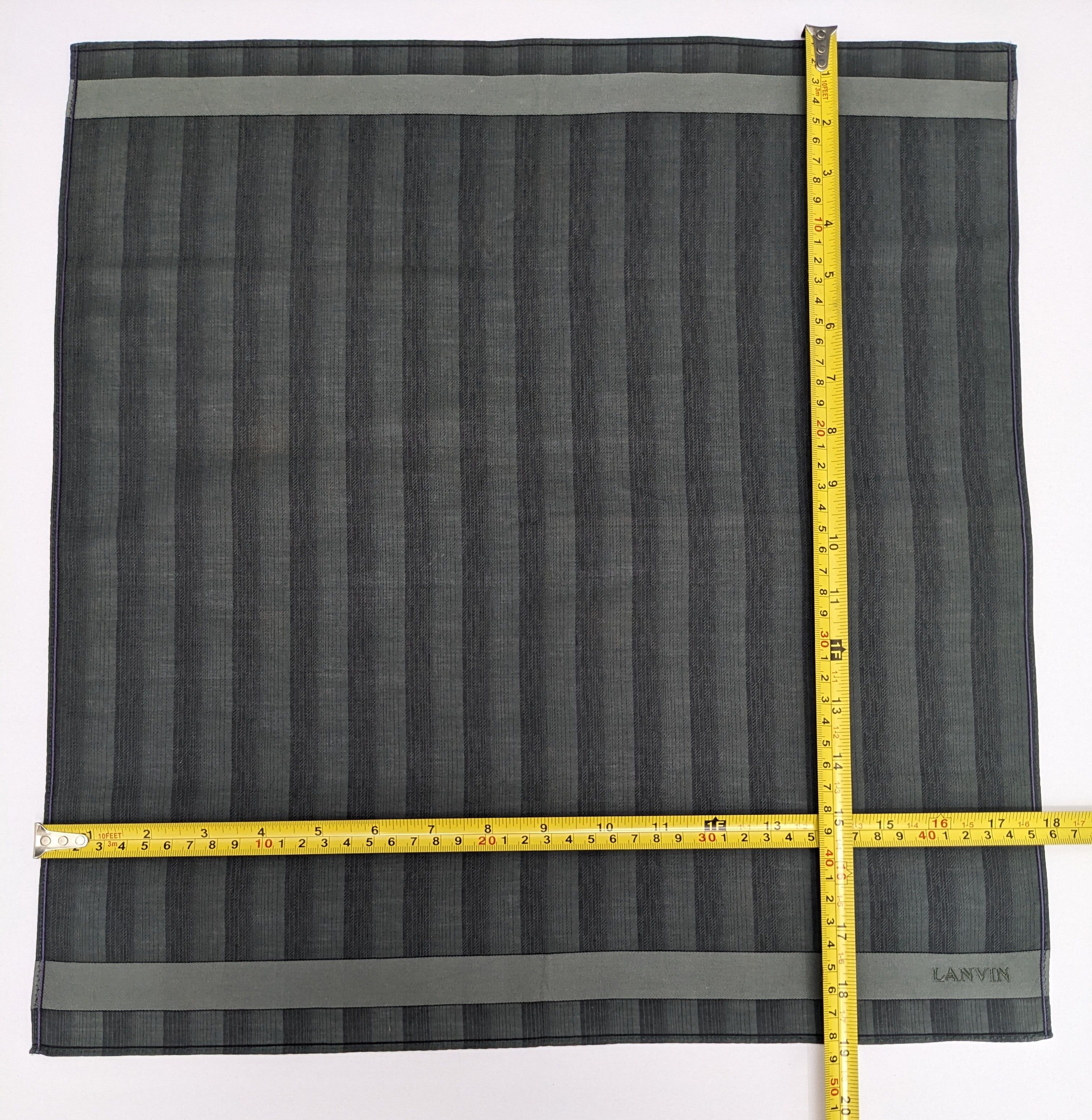 Lanvin VINTAGE LANVIN CHARCOAL GREY STRIPED JACQUARD HANDKERCHIEF Size ONE SIZE - 4 Thumbnail