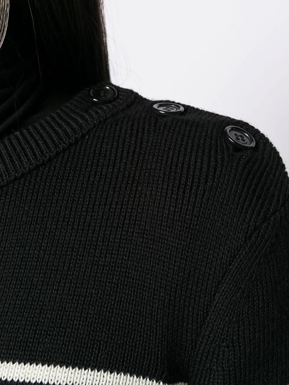 Saint Laurent Paris o1s1wg110924 High-Neck Sweater in Sailor Knit in Black/White Size L / US 10 / IT 46 - 6 Thumbnail