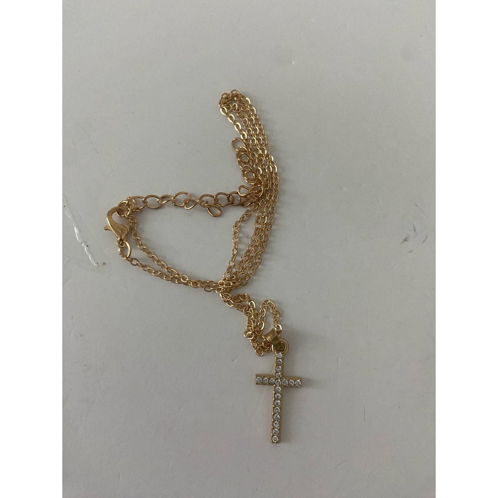 Other Mini delicate rhinestone cross necklace gold tone Size ONE SIZE - 5 Thumbnail