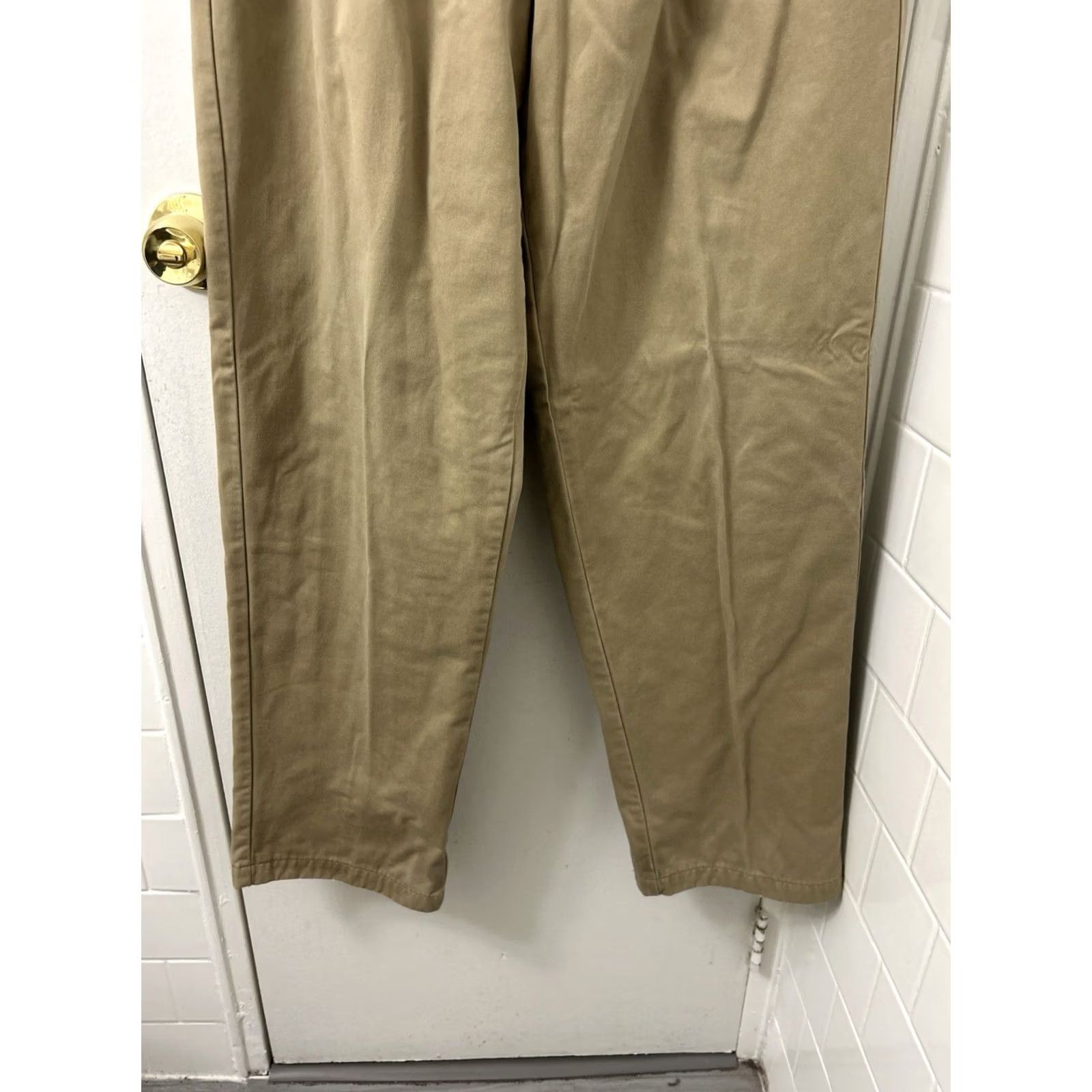 Vintage LL Bean Flannel Lined Pants Mens Size 36x32 Tan Beige Chino Comfort Waist Pleated Pockets Insulated Vintage No Size US 35 - 3 Thumbnail
