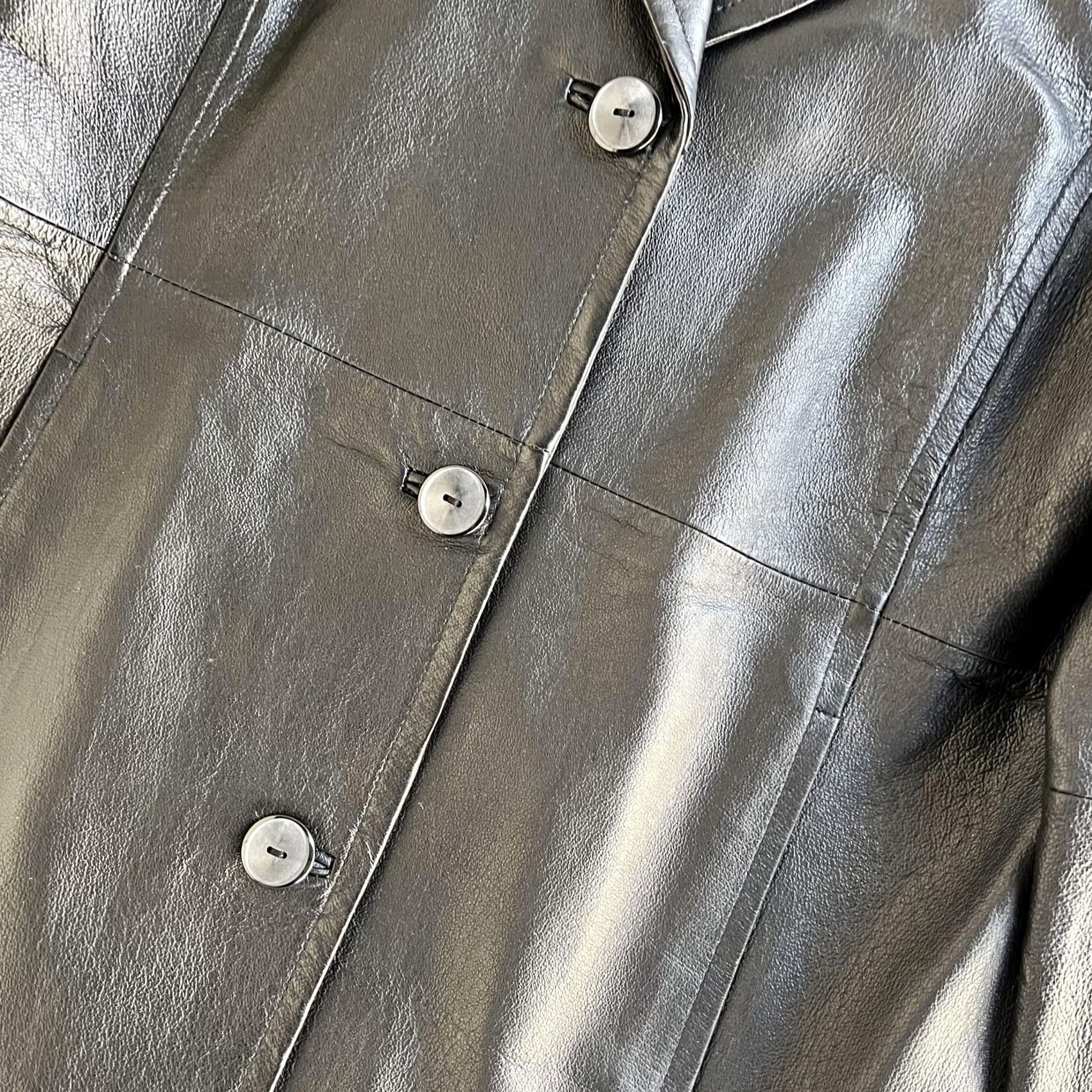Worthington Worthington Blazer Jacket Womens Large Black Faux Leather 3 Button Lined Pockets Shirt Womens Large Black Button Front Closure Casual Business Size L / US 10 / IT 46 - 2 Thumbnail