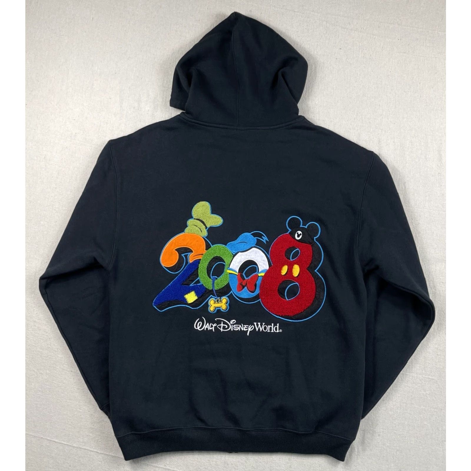 Mickey & Co. Disney Hoodie Sweatshirt Full Zip 2008 World Parks Sz S Mens Black Mickey Goofy Disney Mickey & Co. Hoodie Unisex Adults 90s Embroidered Zip Size US S / EU 44-46 / 1 - 2 Thumbnail